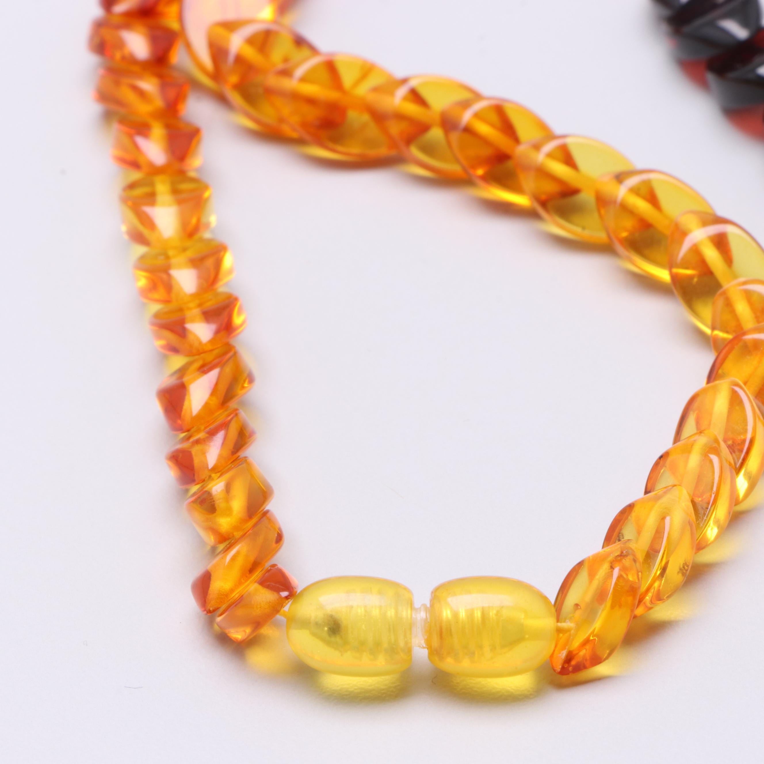 Vintage Amber and Copal Resin Beaded Necklaces