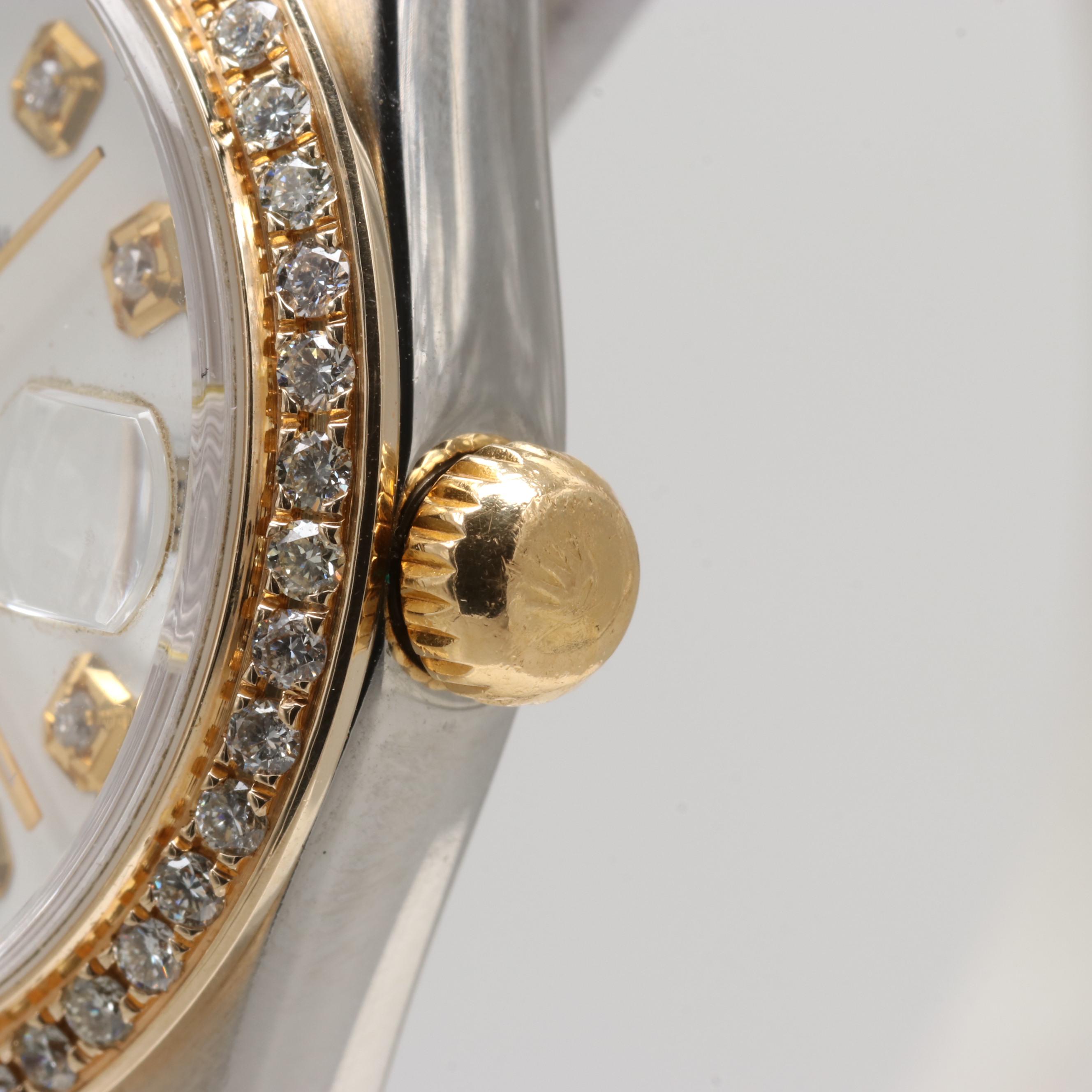 Rolex Datejust 18K Yellow Gold and Stainless Steel Watch With Diamonds,1986