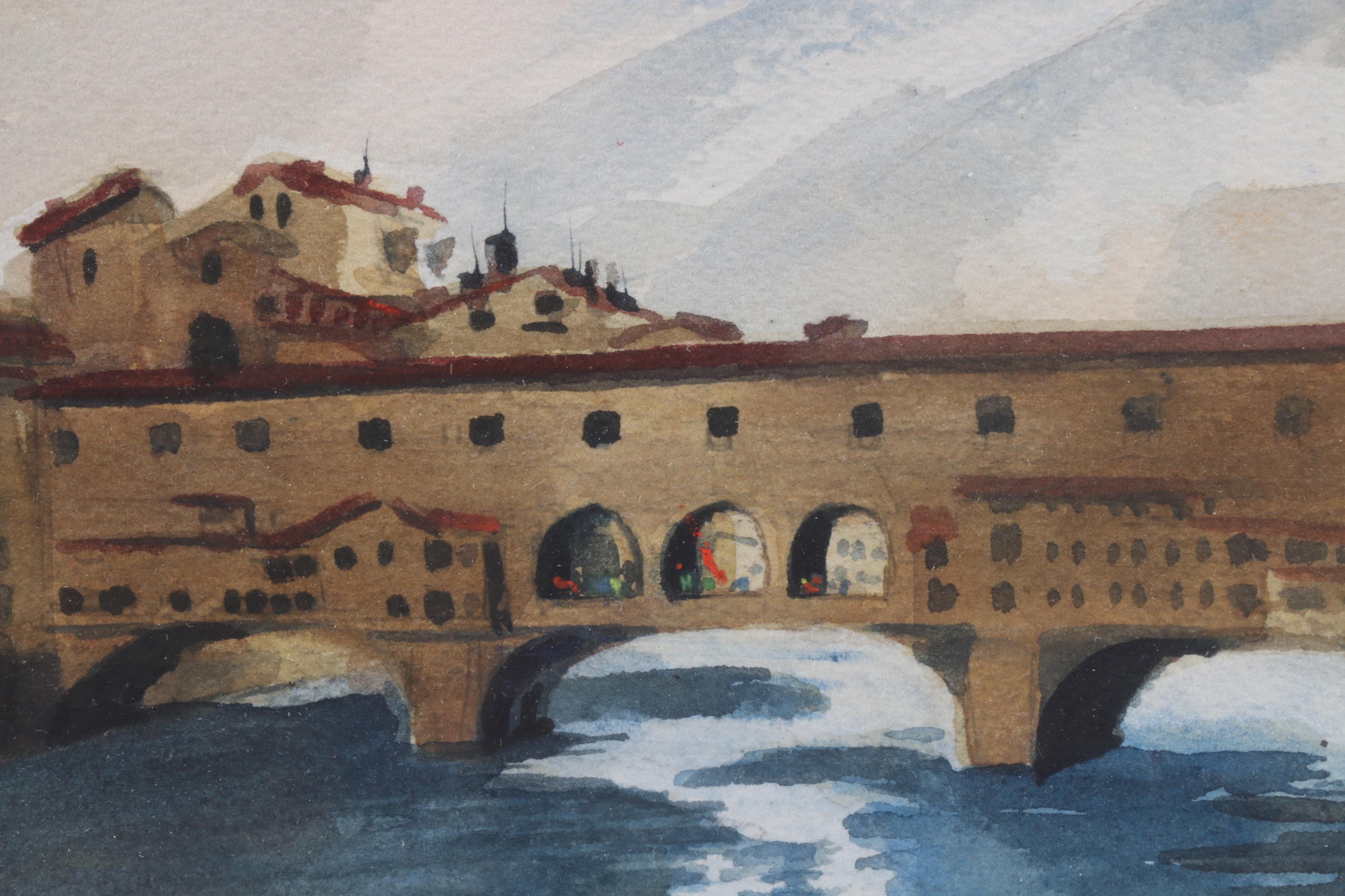 Jan Upp 1977 Watercolor Painting "Ponte Vecchio, Firenze, Italy"