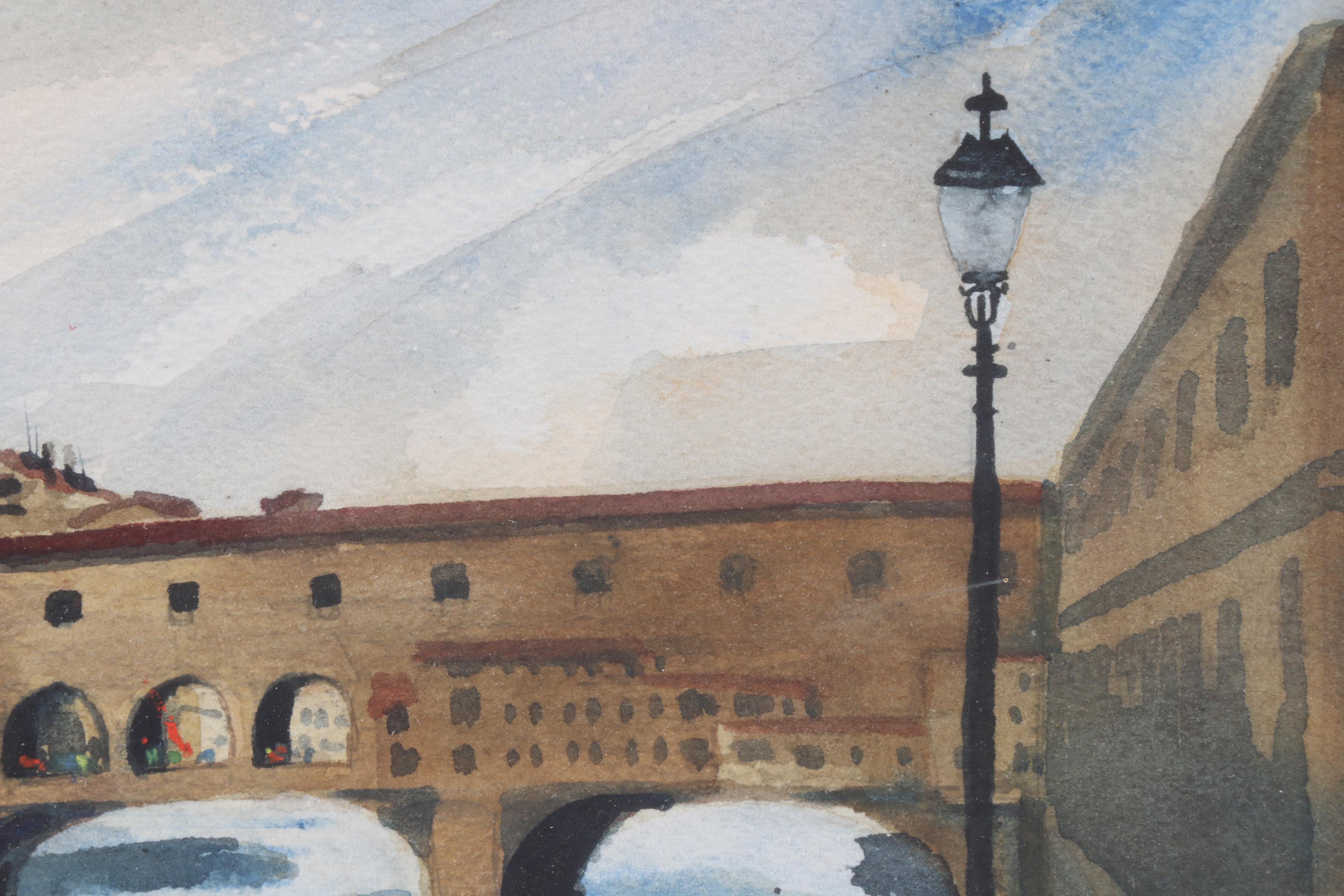 Jan Upp 1977 Watercolor Painting "Ponte Vecchio, Firenze, Italy"