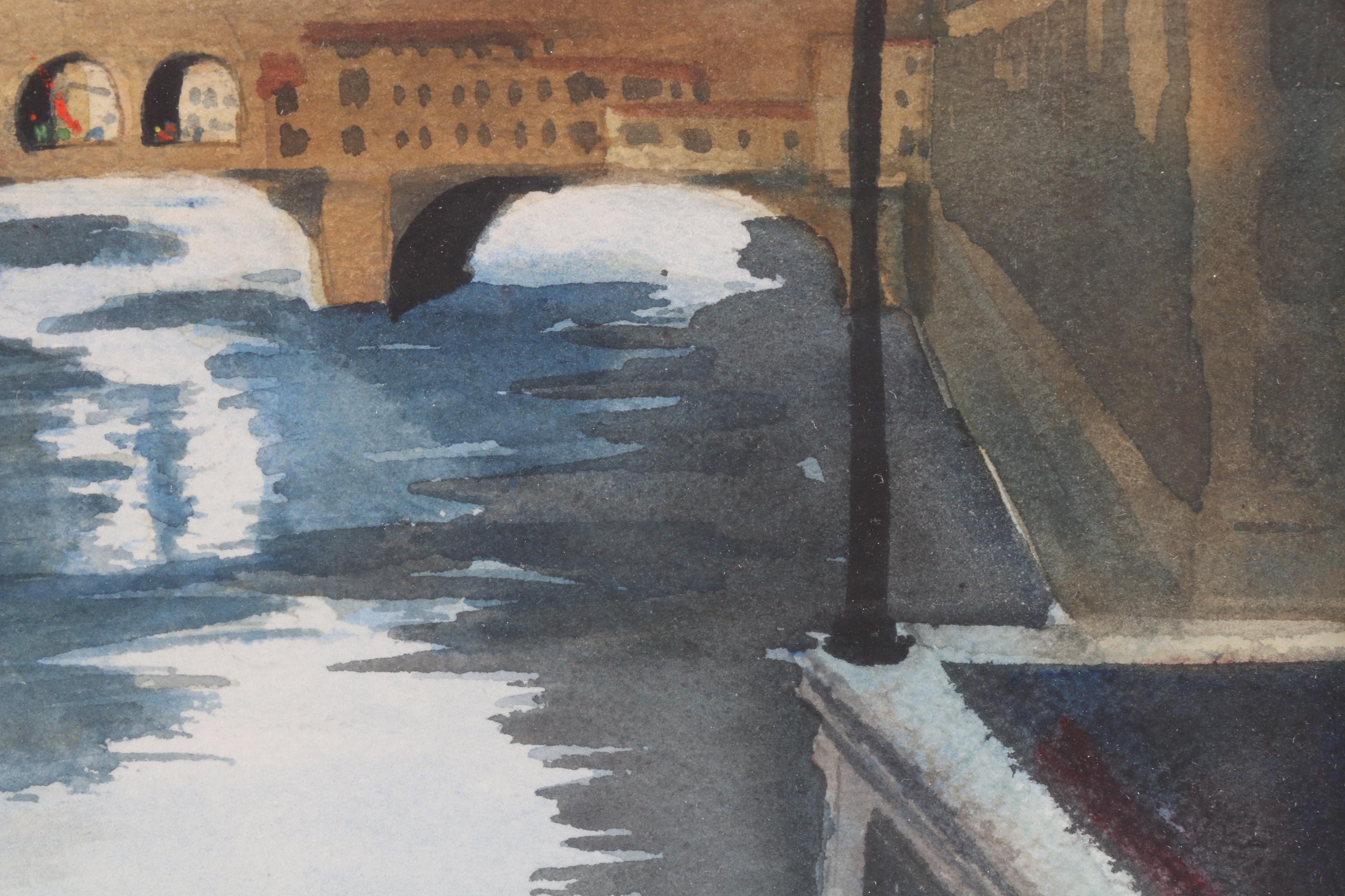 Jan Upp 1977 Watercolor Painting "Ponte Vecchio, Firenze, Italy"