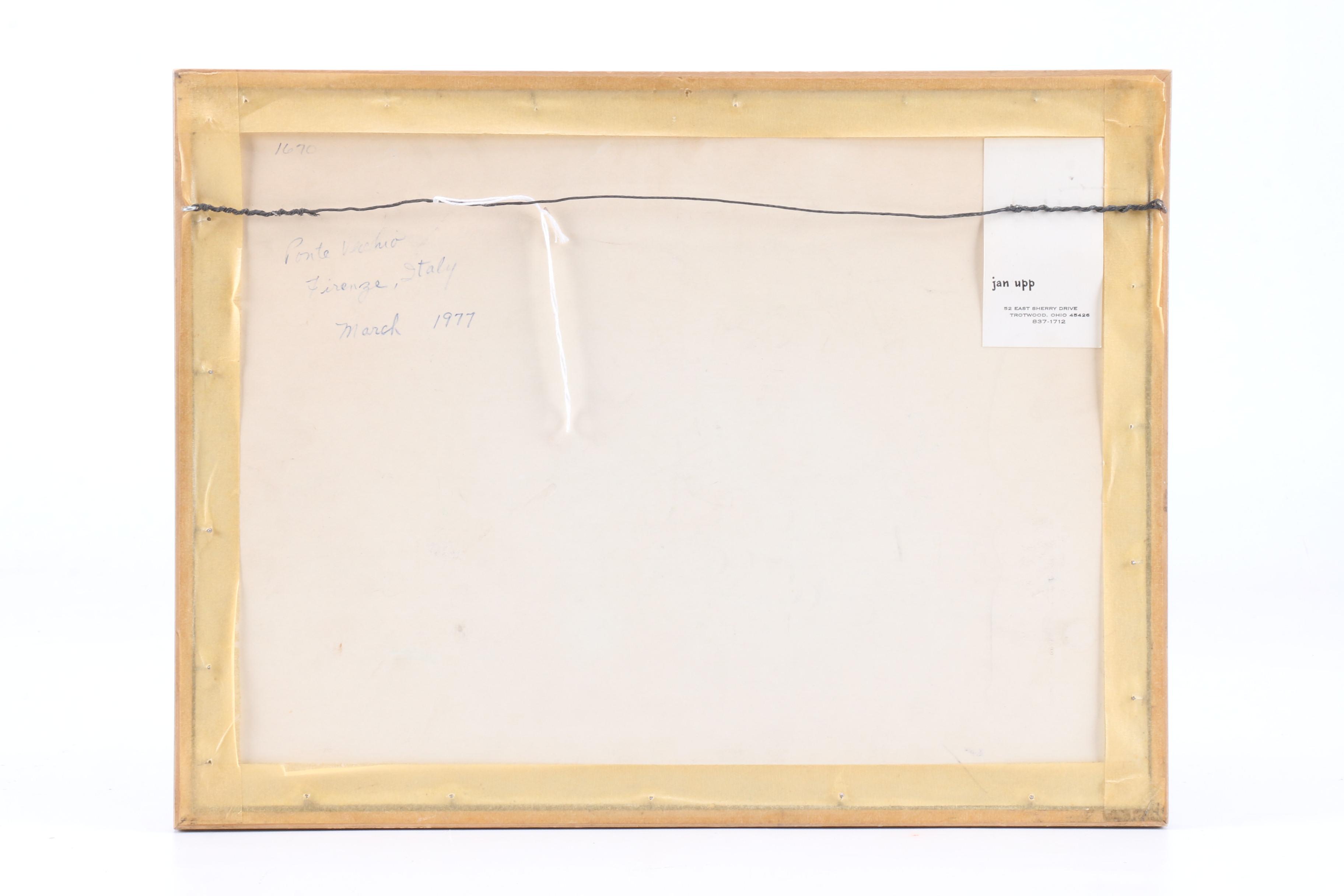 Jan Upp 1977 Watercolor Painting "Ponte Vecchio, Firenze, Italy"