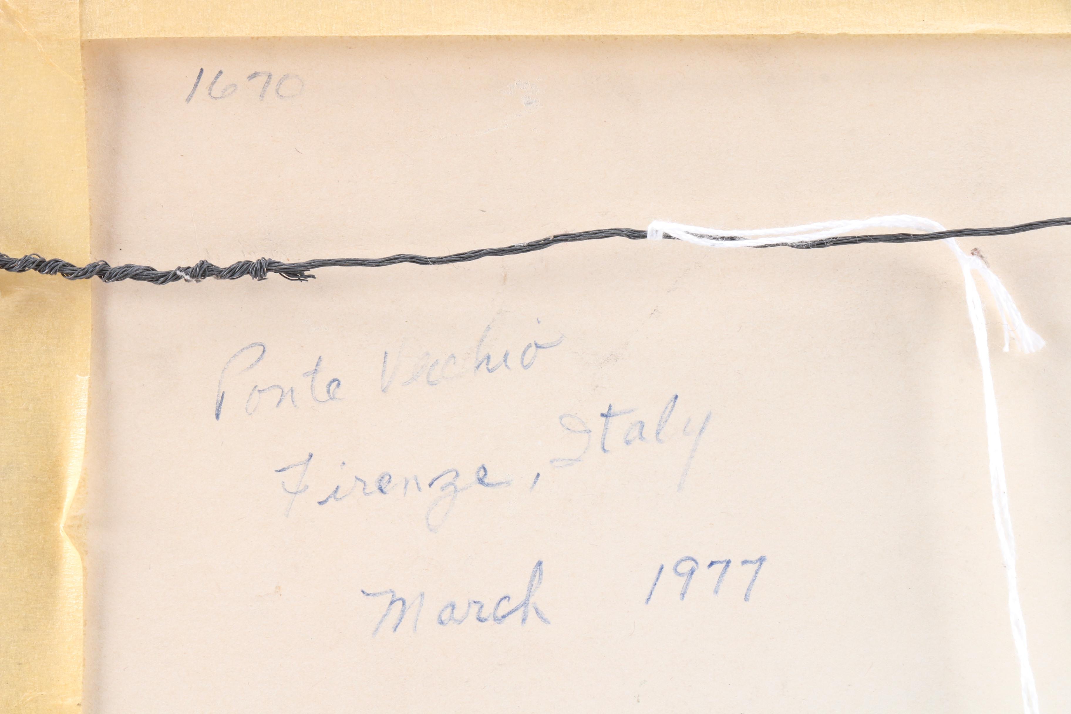 Jan Upp 1977 Watercolor Painting "Ponte Vecchio, Firenze, Italy"