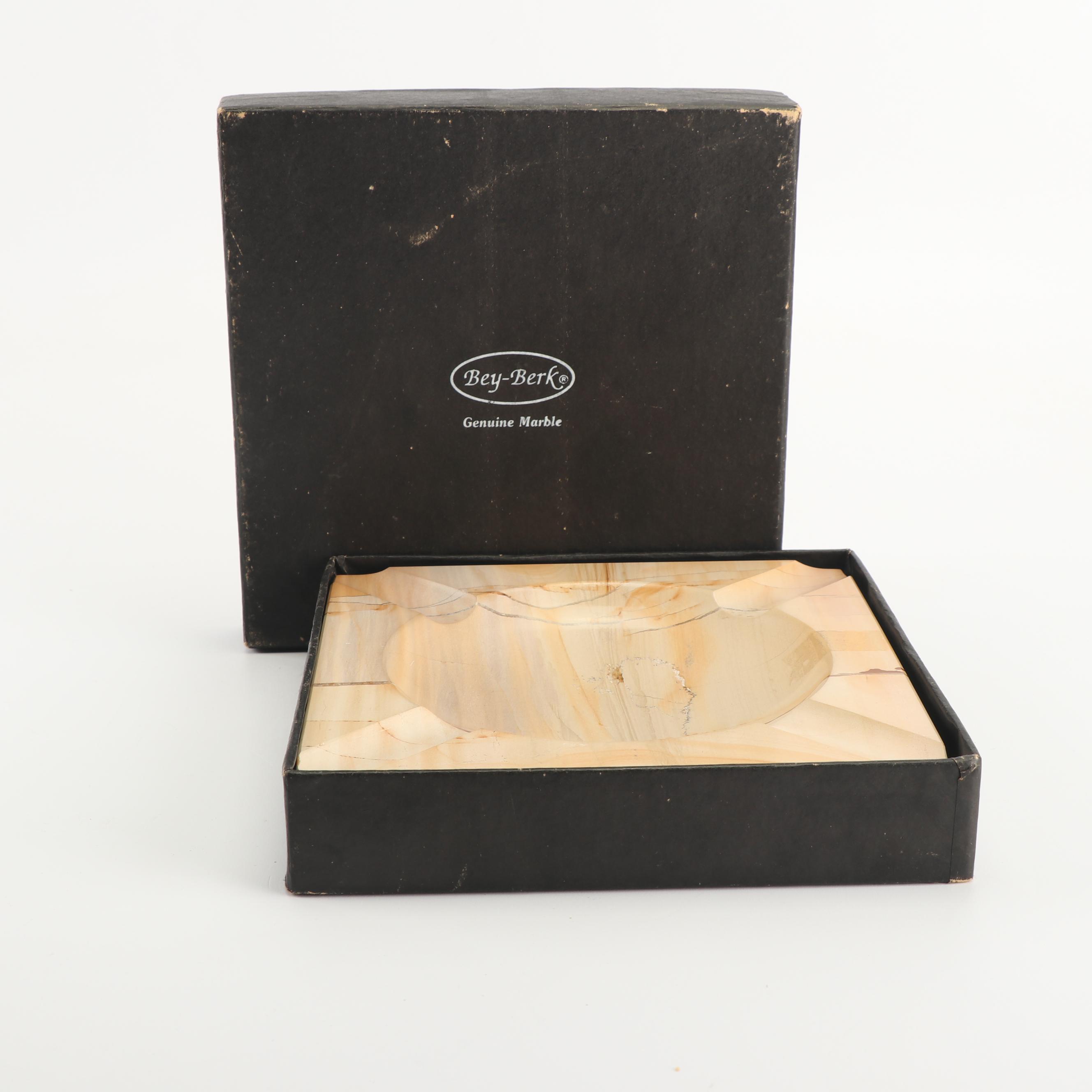 Leather Cigar Case with Bey-Berk Marble Ashtray