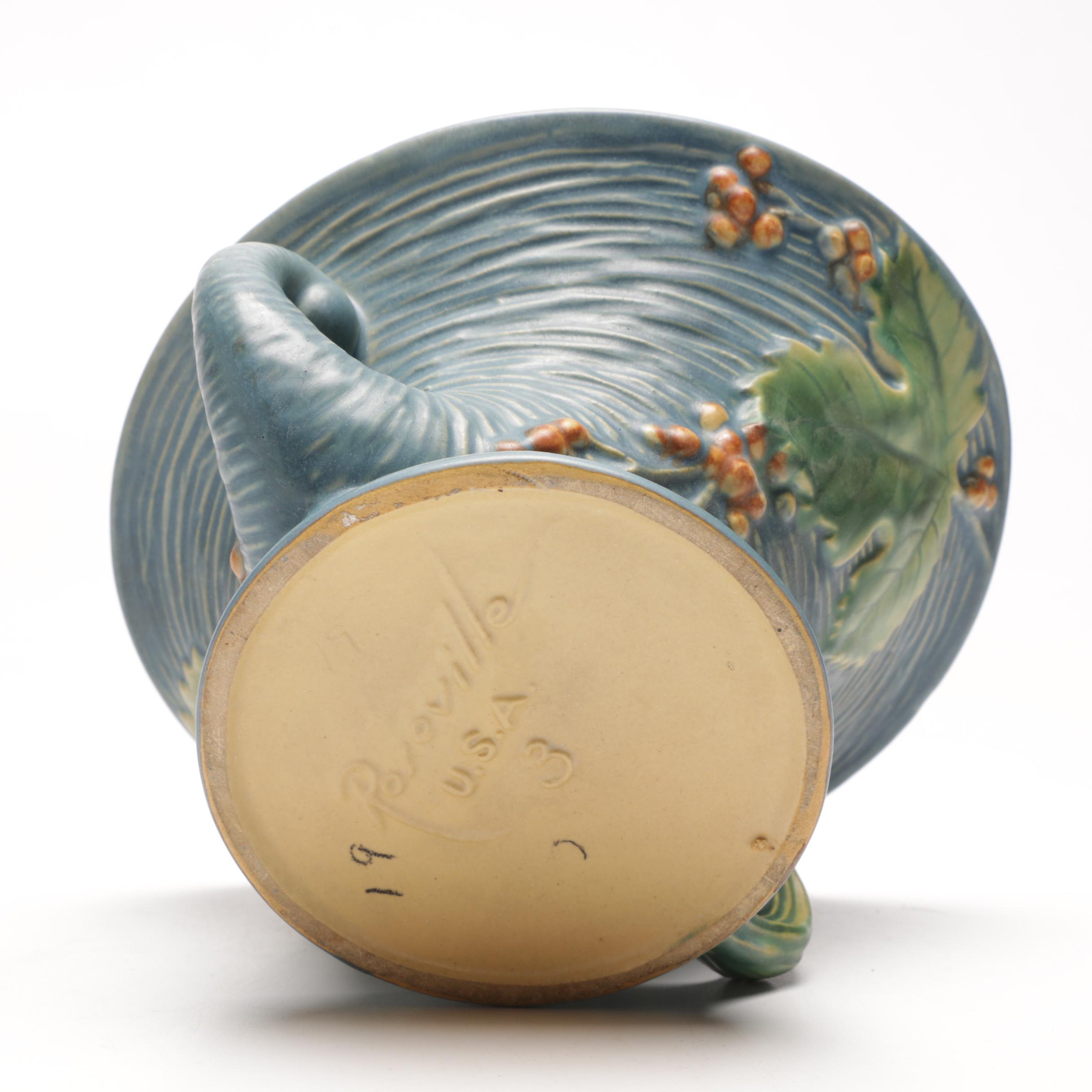 Roseville Pottery "Bushberry" Cornucopia Flower Frog