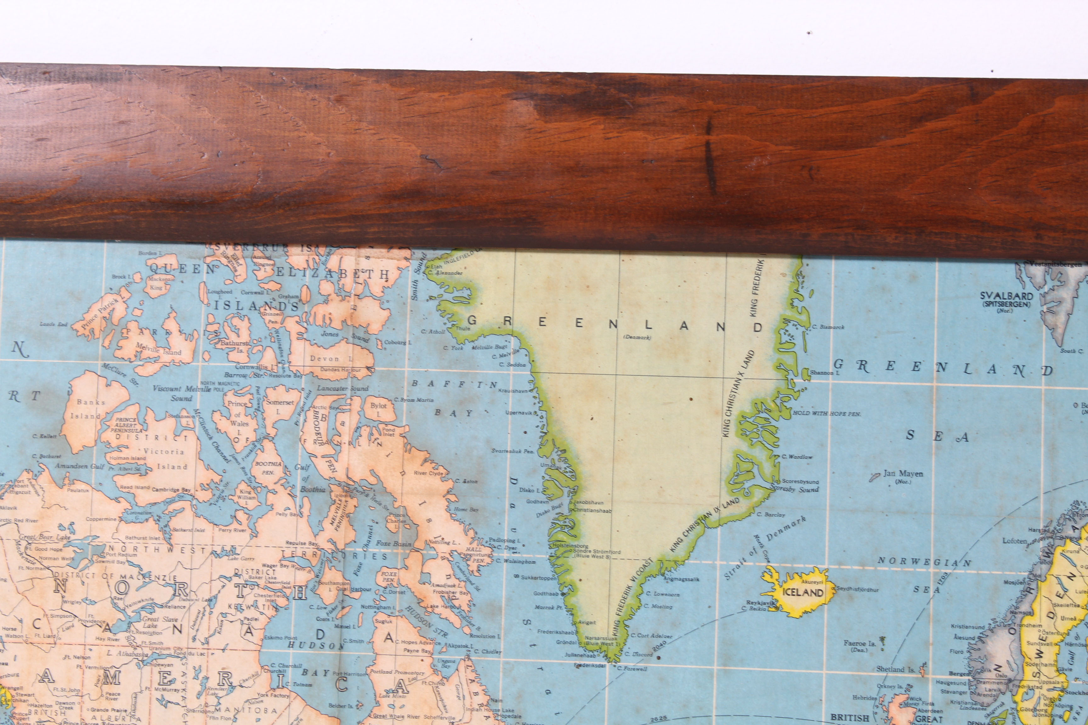 Vintage Mercator Projection Political World Map, circa 1950s