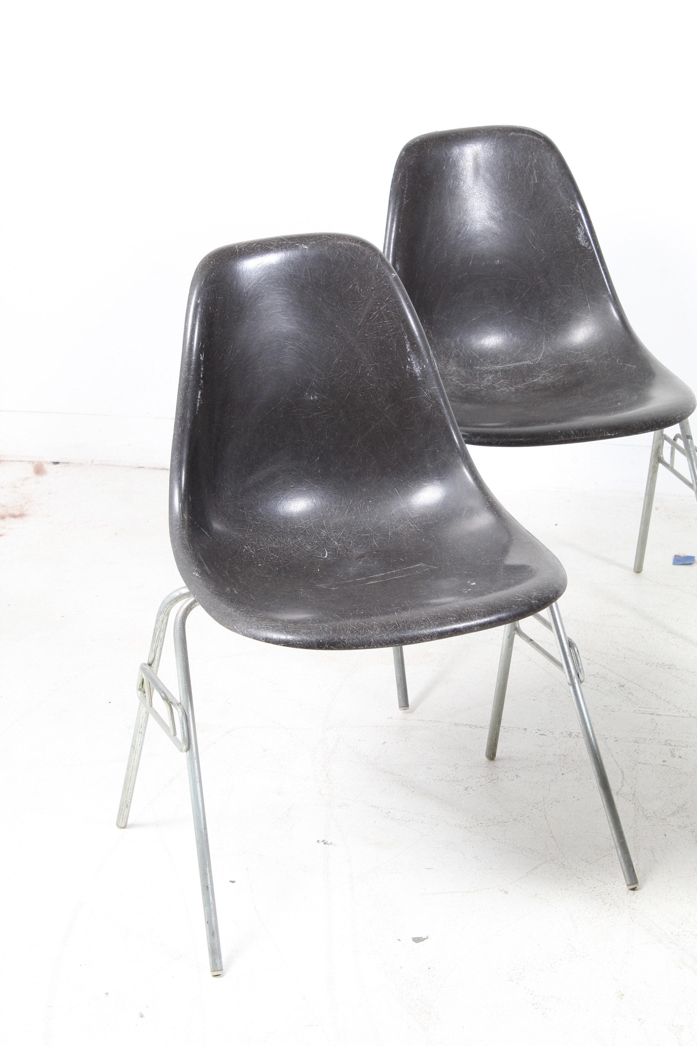 Mid Century Modern Eames for Herman Miller Fiberglass Bucket Chairs