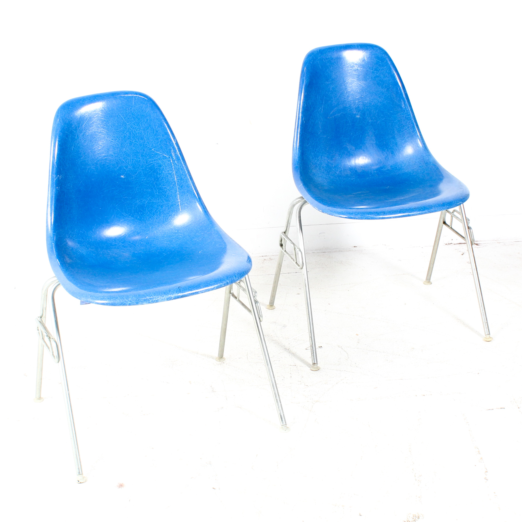 Mid Century Modern Eames for Herman Miller Fiberglass Bucket Chairs