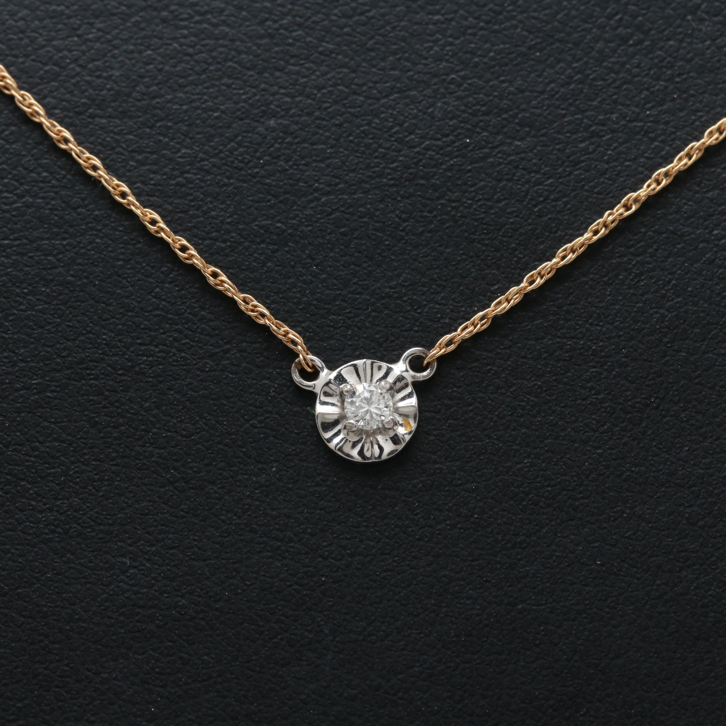 14K Yellow Gold Diamond Necklace