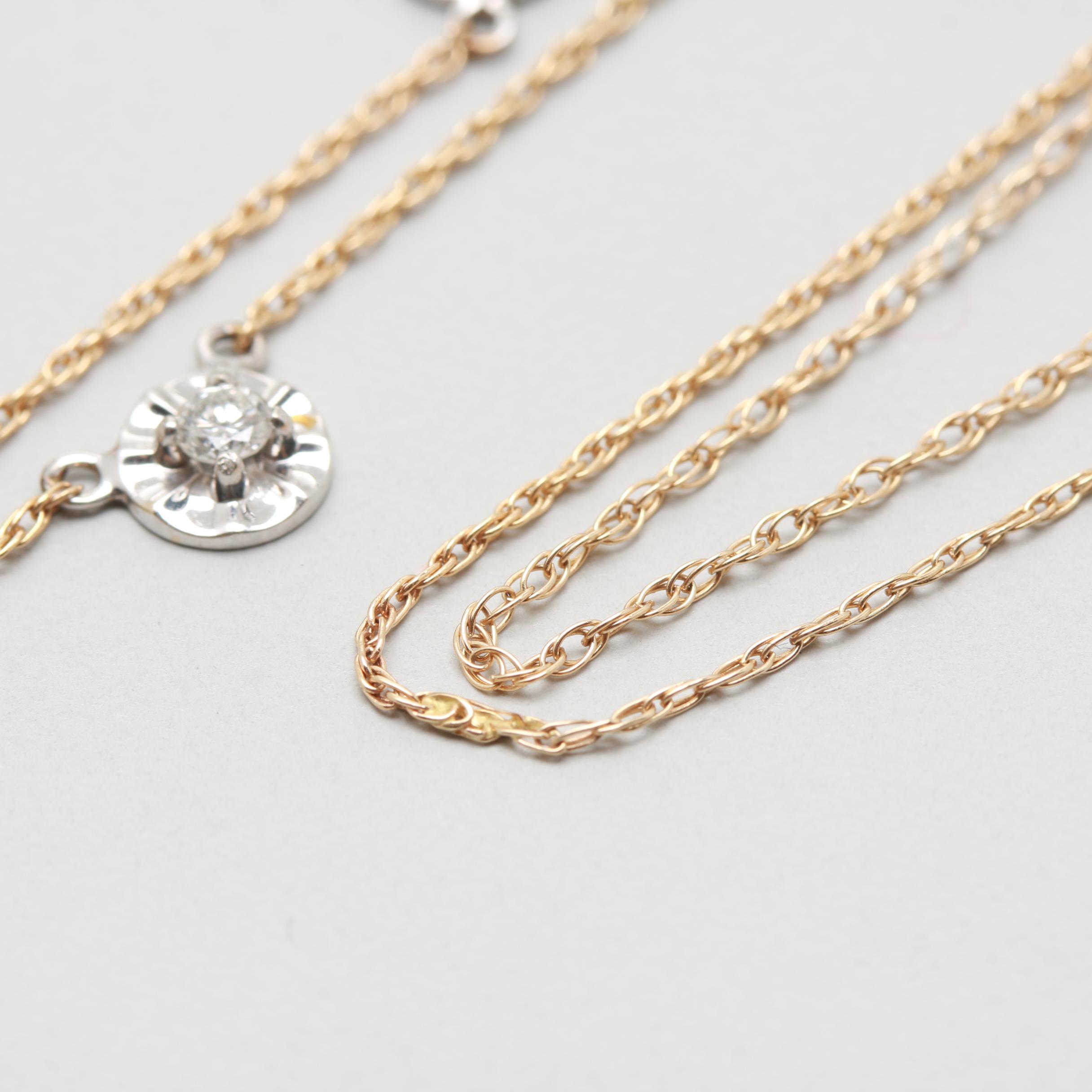 14K Yellow Gold Diamond Necklace