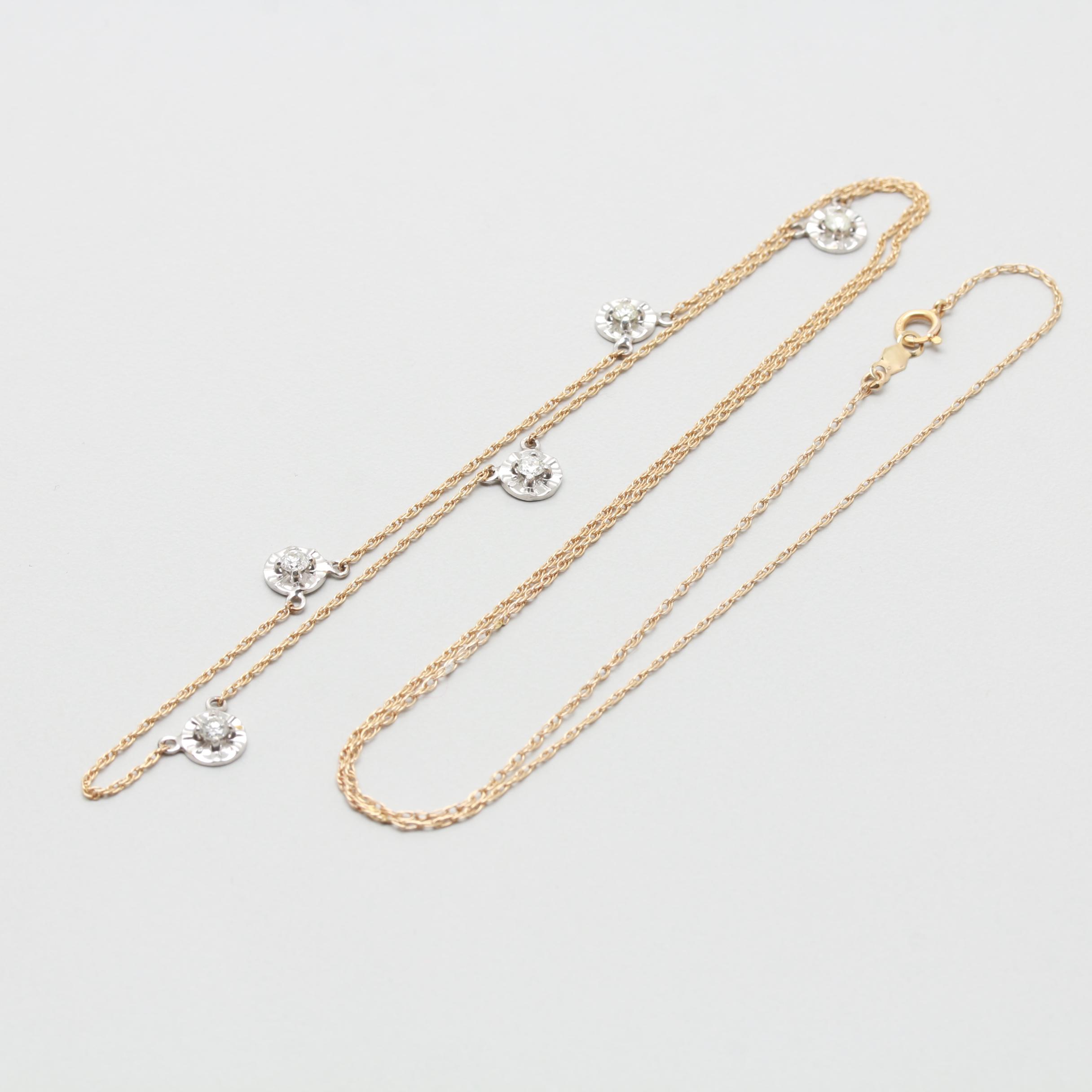 14K Yellow Gold Diamond Necklace