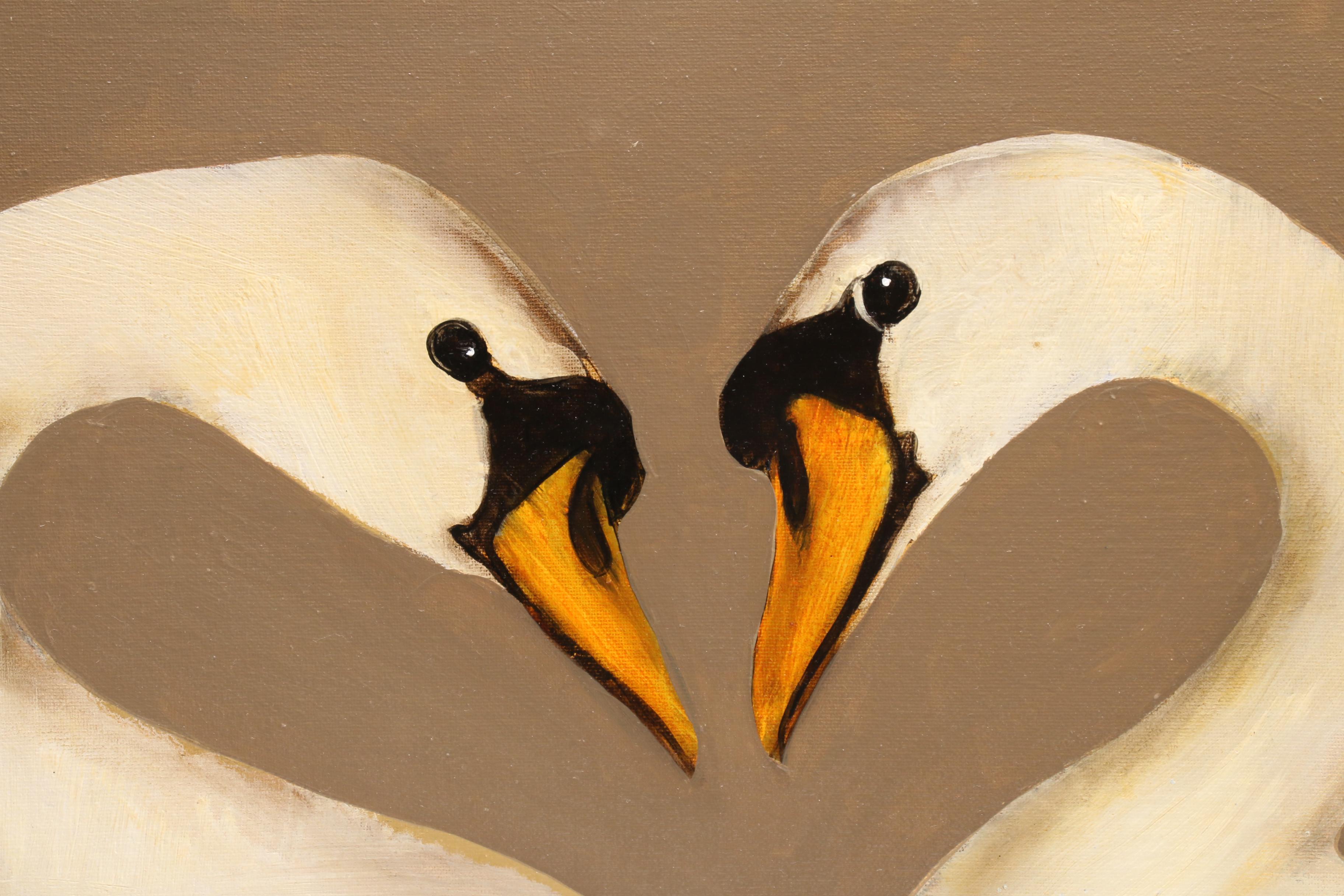 David Andrews Oil Painting of Two Swans