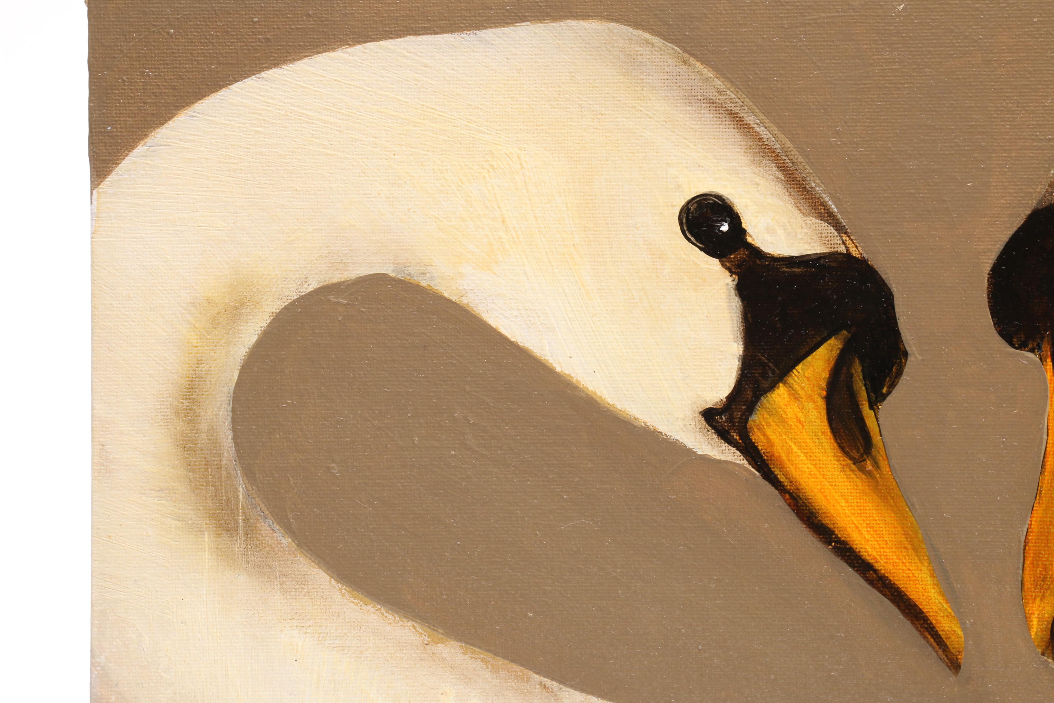 David Andrews Oil Painting of Two Swans