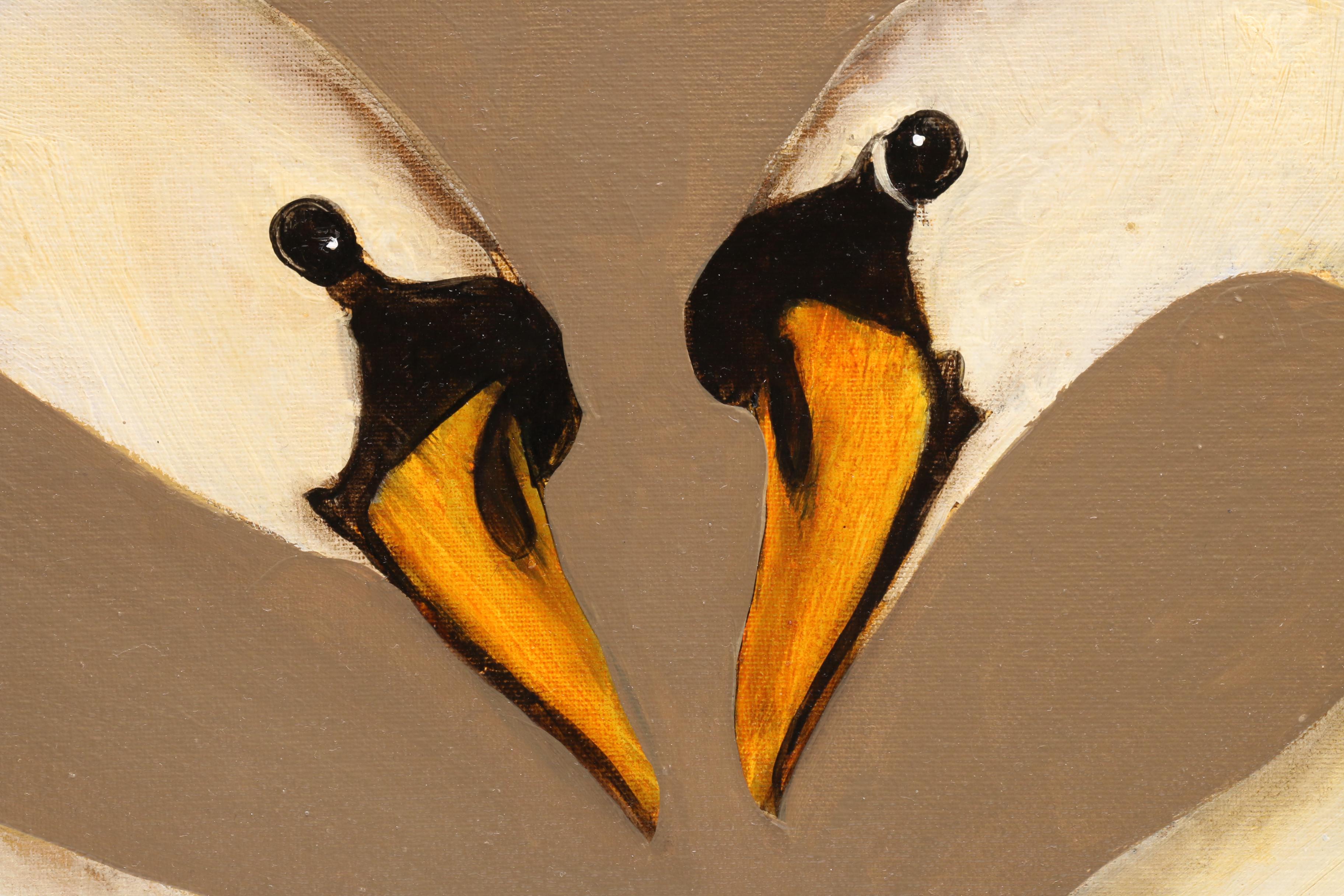 David Andrews Oil Painting of Two Swans