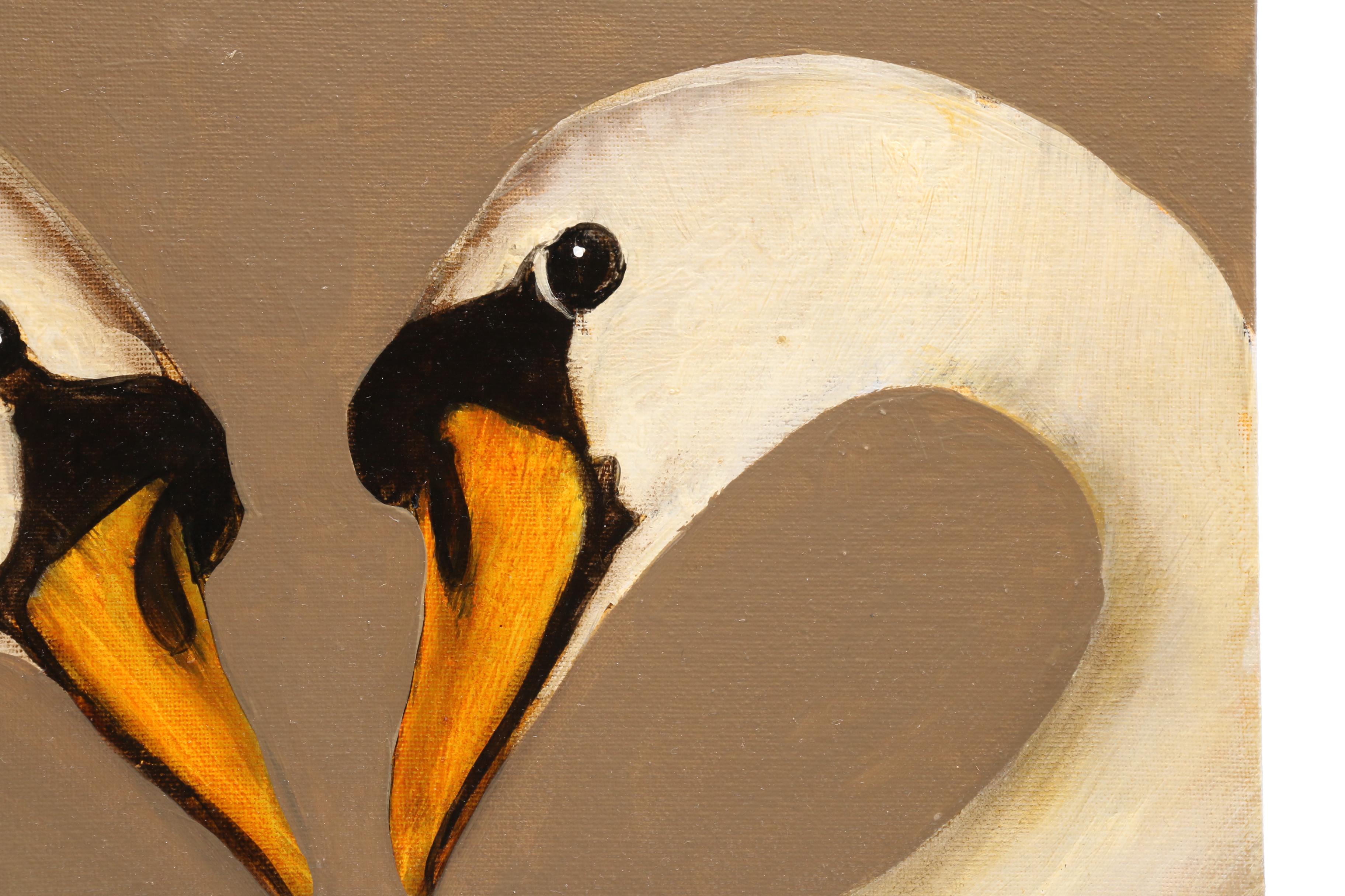 David Andrews Oil Painting of Two Swans