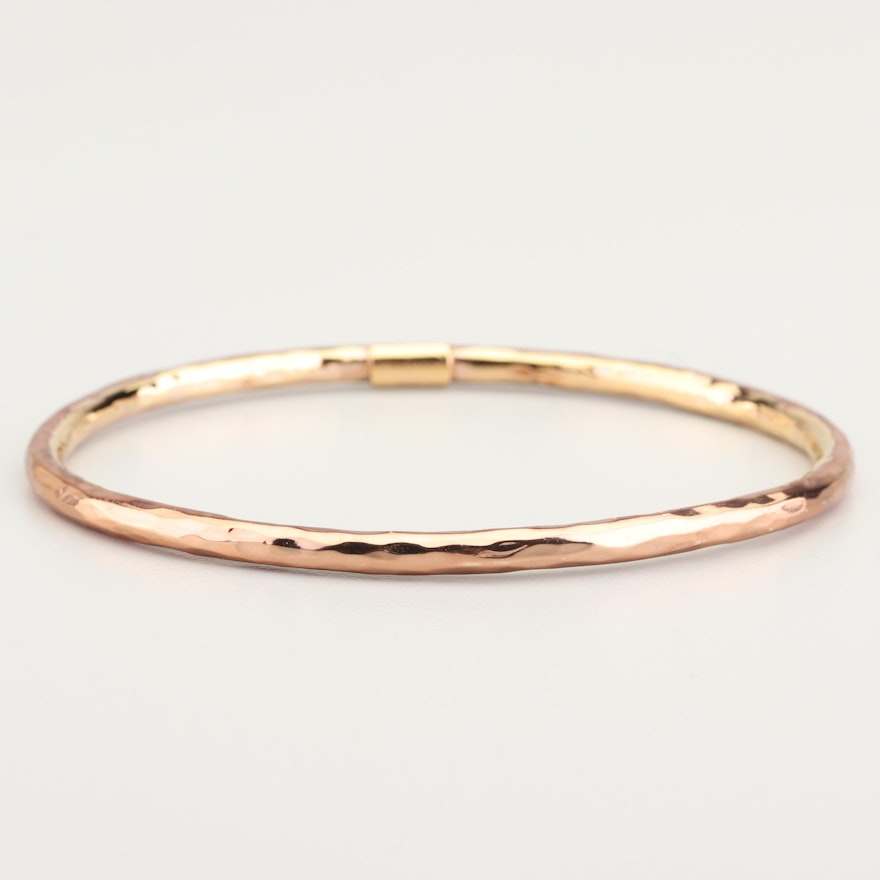 Ippolita "Fatto A Mano" Rose Gold Plated Sterling Silver Hammered Bangle