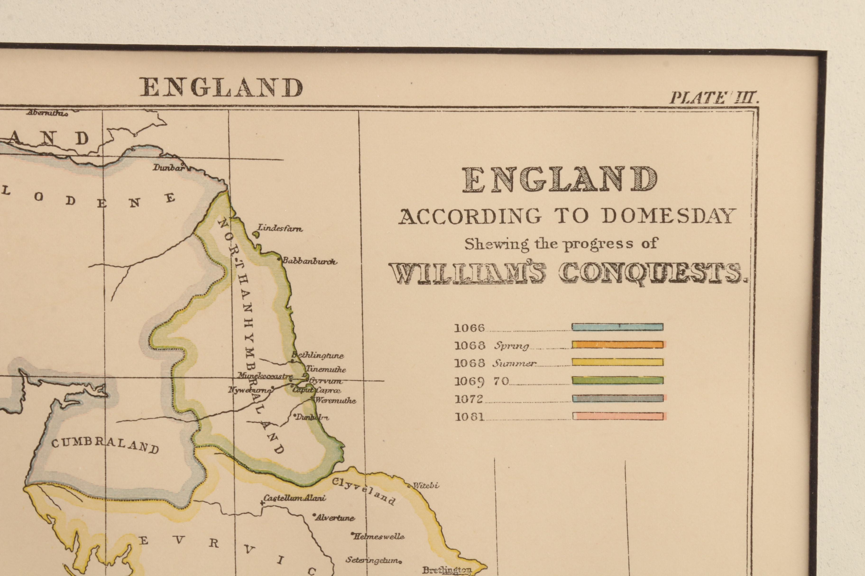 1890 Map "England: According to Domesday..."