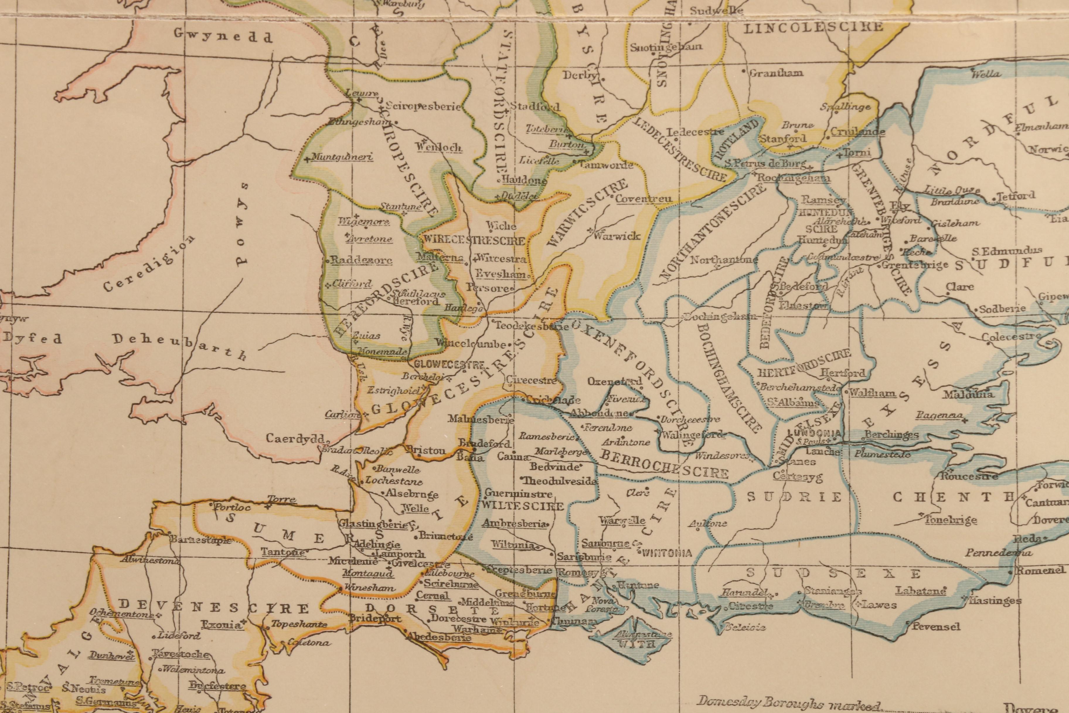 1890 Map "England: According to Domesday..."
