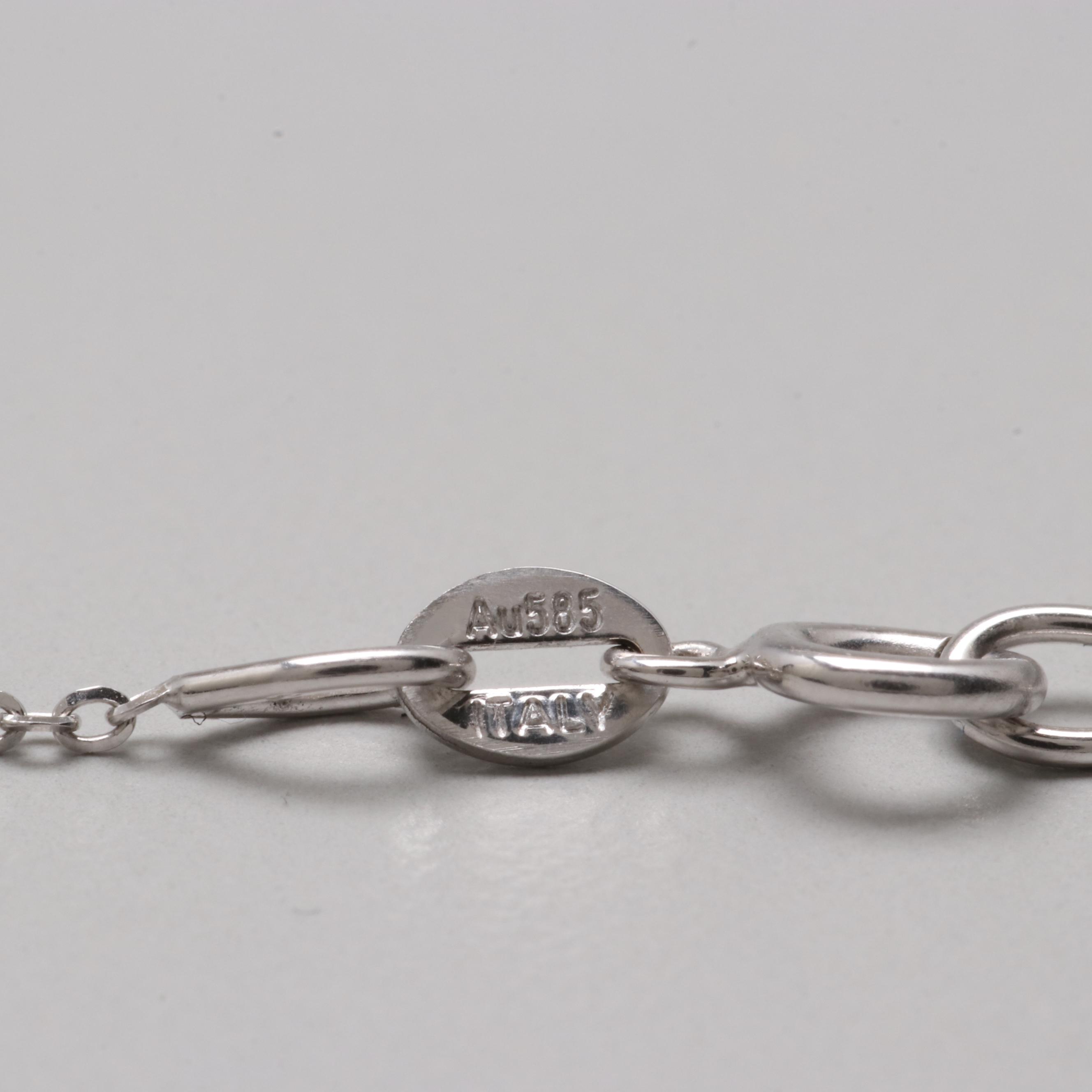 14K White Gold Diamond Station Necklace