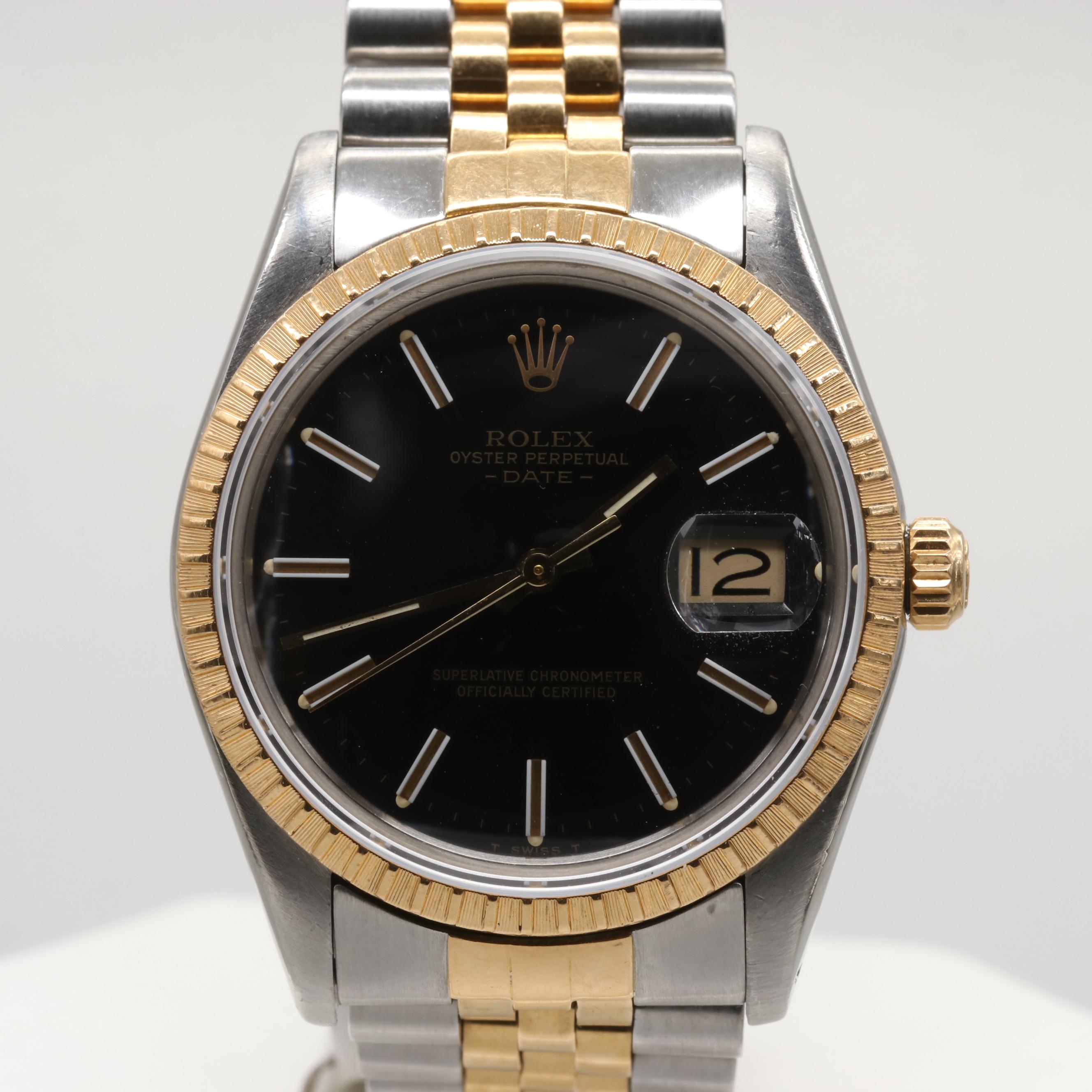 Rolex Oyster Perpetual Date 18K Yellow Gold and Stainless Steel Watch, 1983