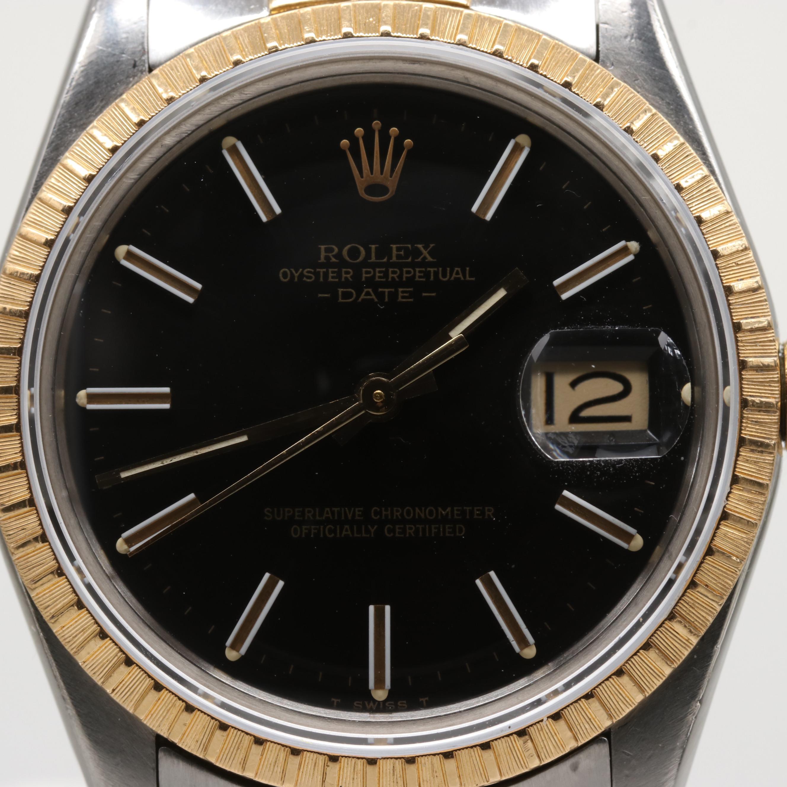 Rolex Oyster Perpetual Date 18K Yellow Gold and Stainless Steel Watch, 1983