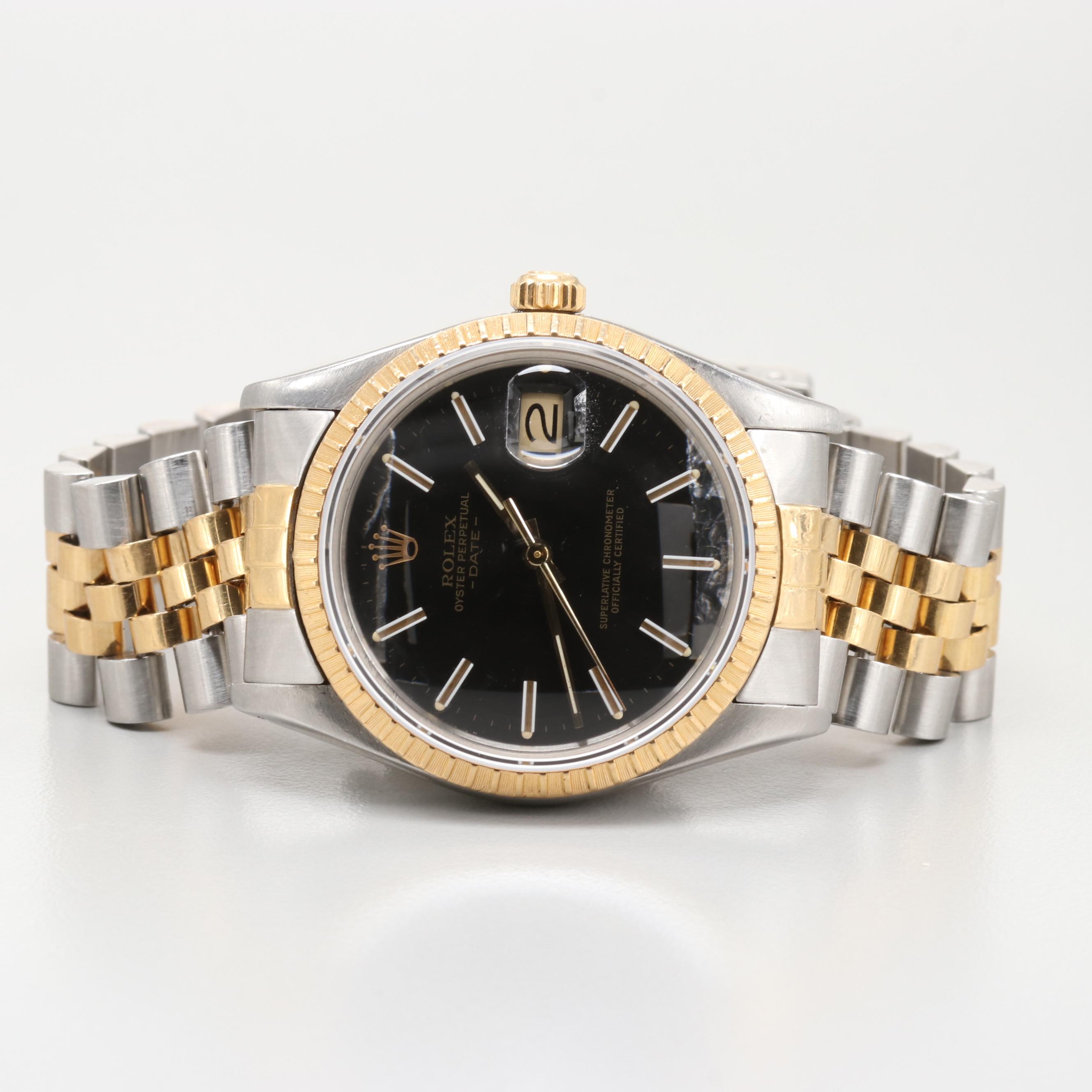 Rolex Oyster Perpetual Date 18K Yellow Gold and Stainless Steel Watch, 1983