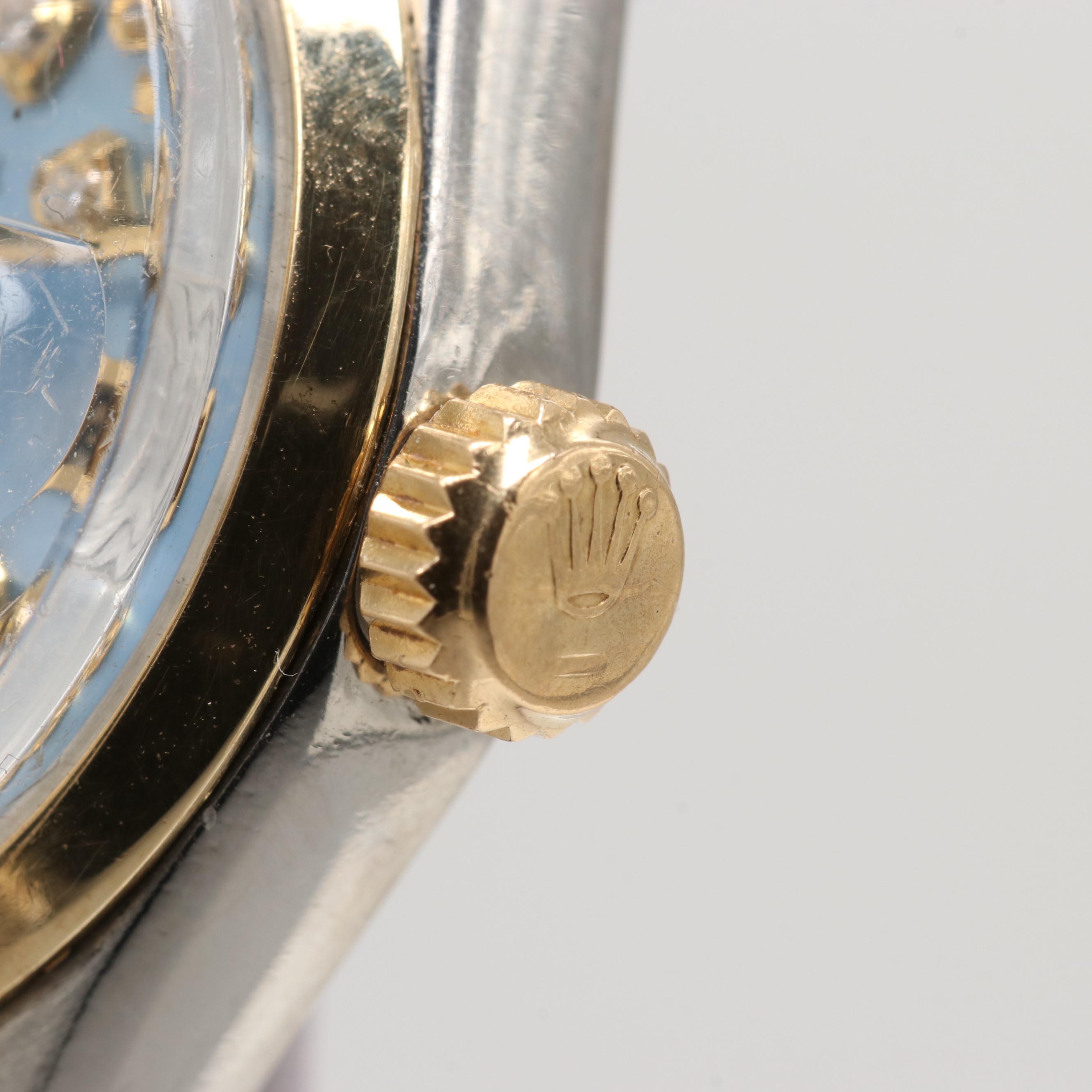 Rolex Datejust Two-Tone Black Mother of Pearl and Diamond Watch, 1969