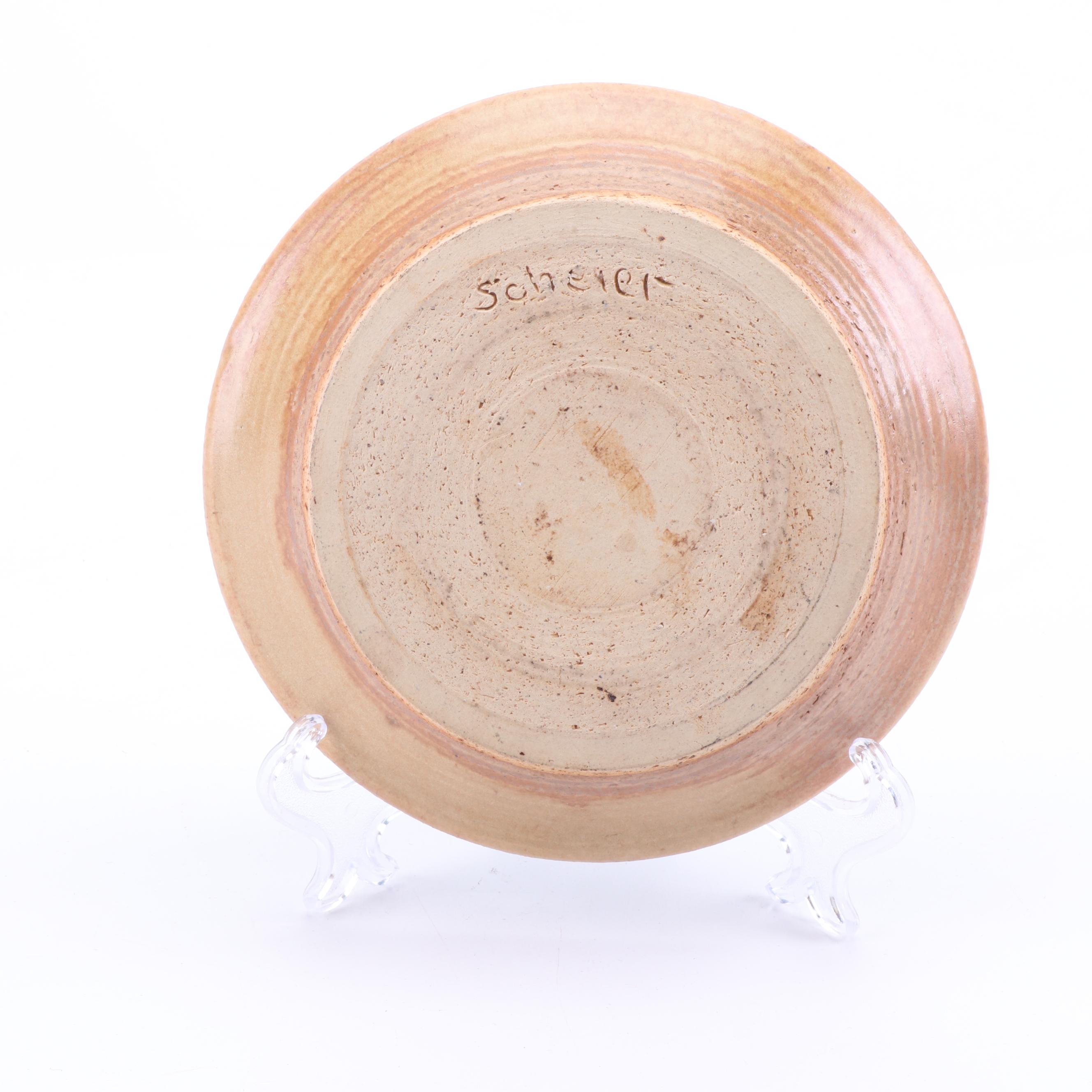 Edwin and Mary Scheier Abstract Stoneware Bowl, circa 1965