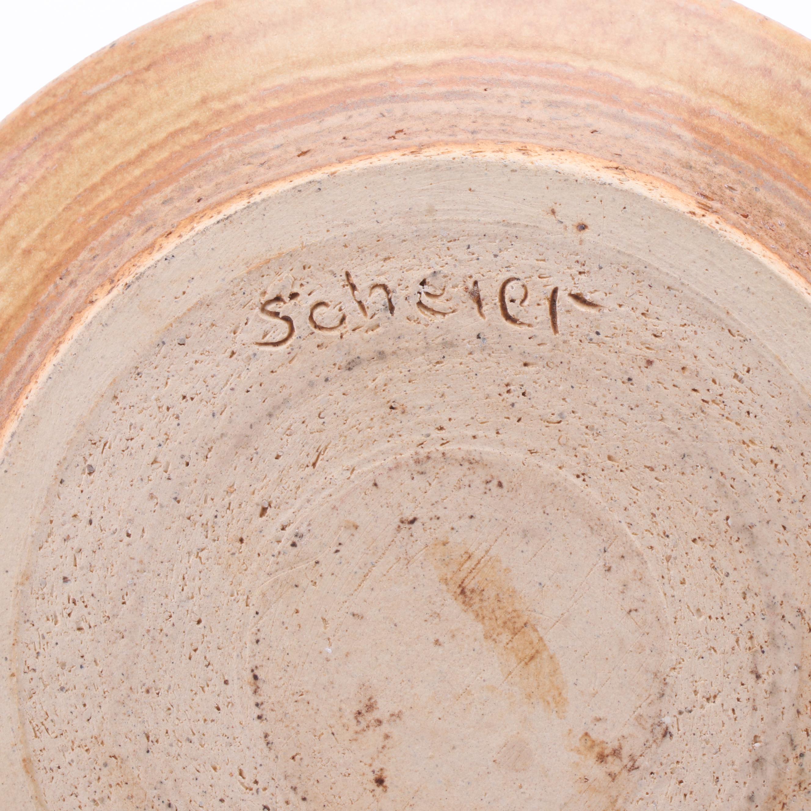 Edwin and Mary Scheier Abstract Stoneware Bowl, circa 1965