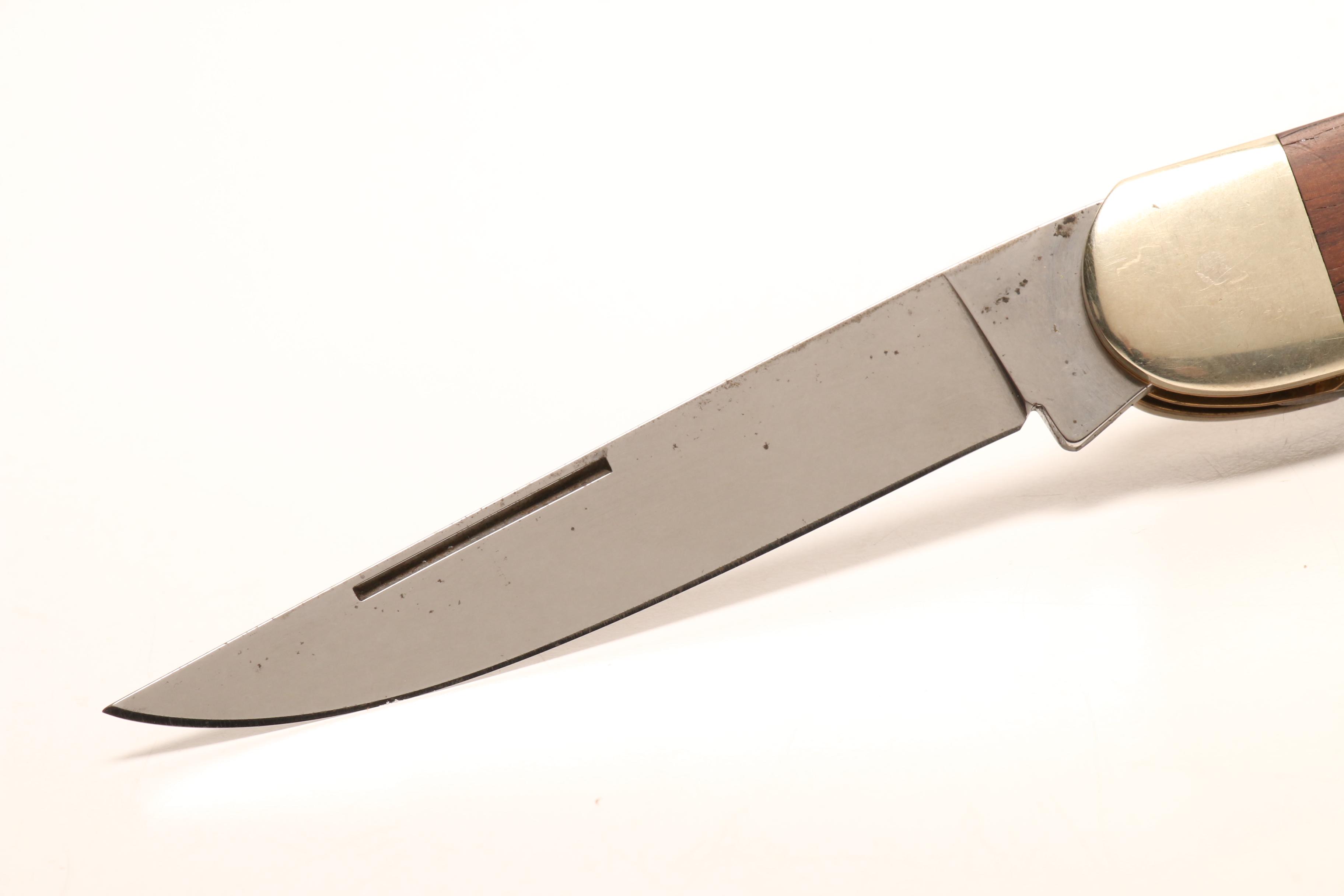 Vintage German "M. Boker" Solingen Dual Blade Utility Knife with Leather Holder