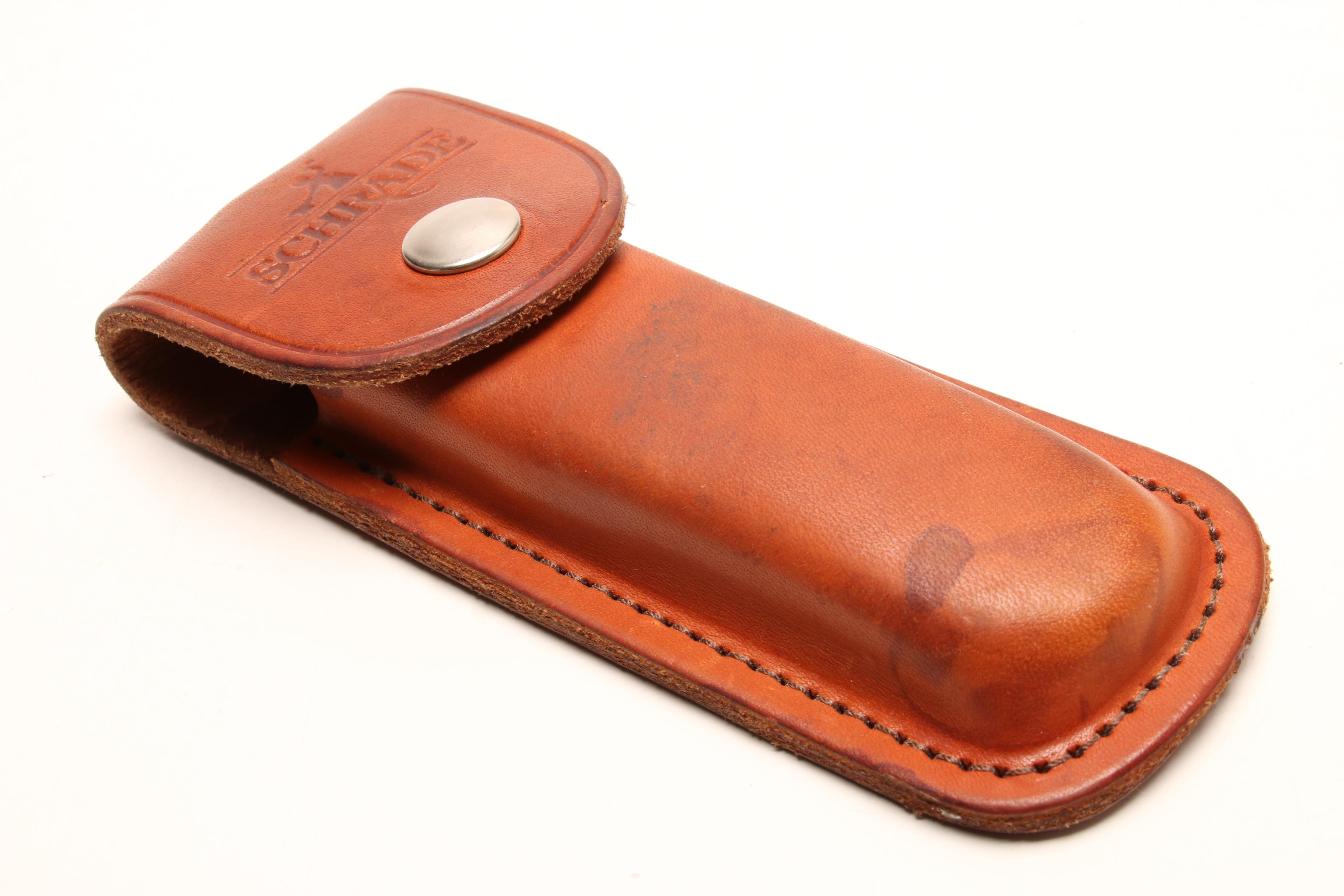 Vintage German "M. Boker" Solingen Dual Blade Utility Knife with Leather Holder