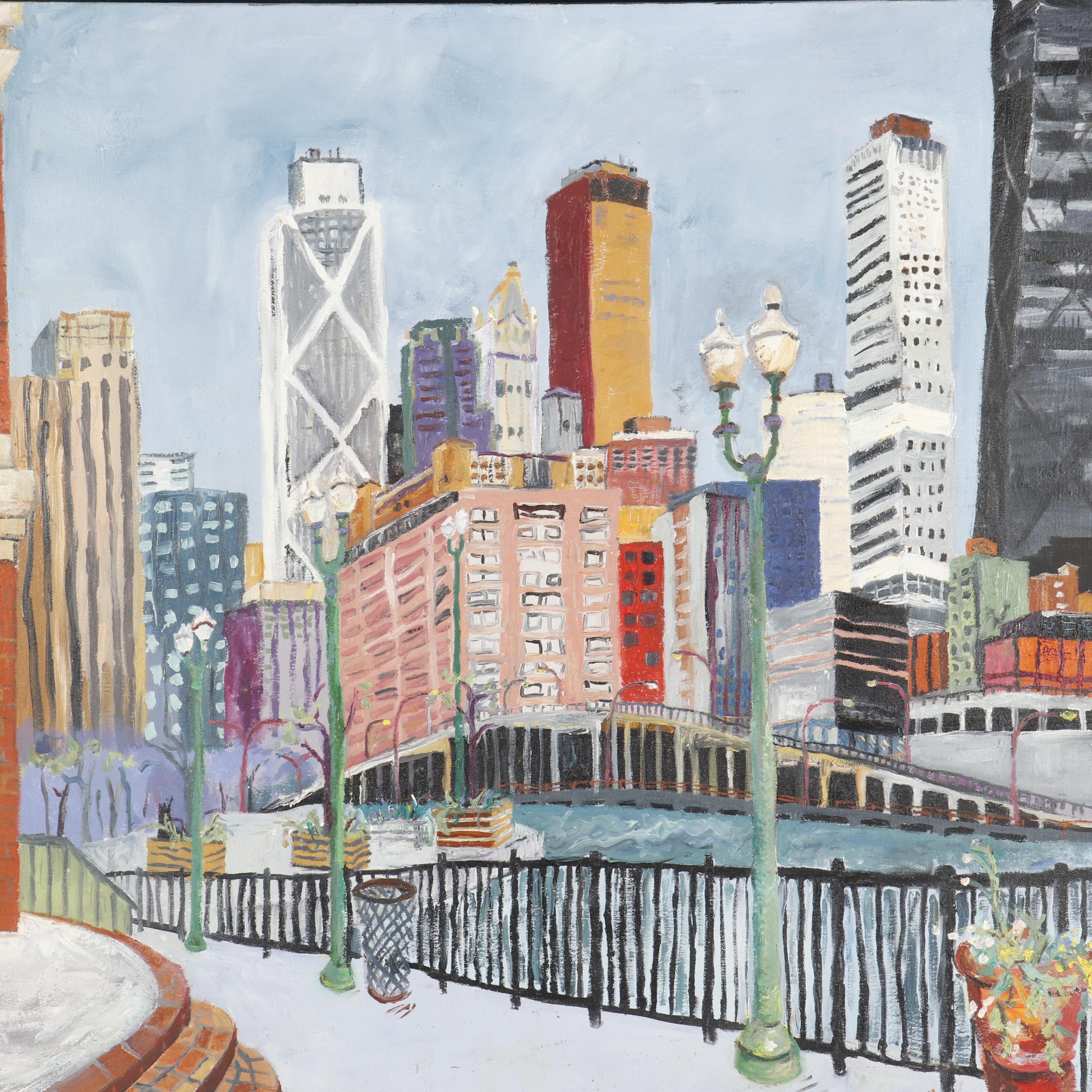 S. Rodwan Oil Painting "A View" Inscribed by Joan Cusack