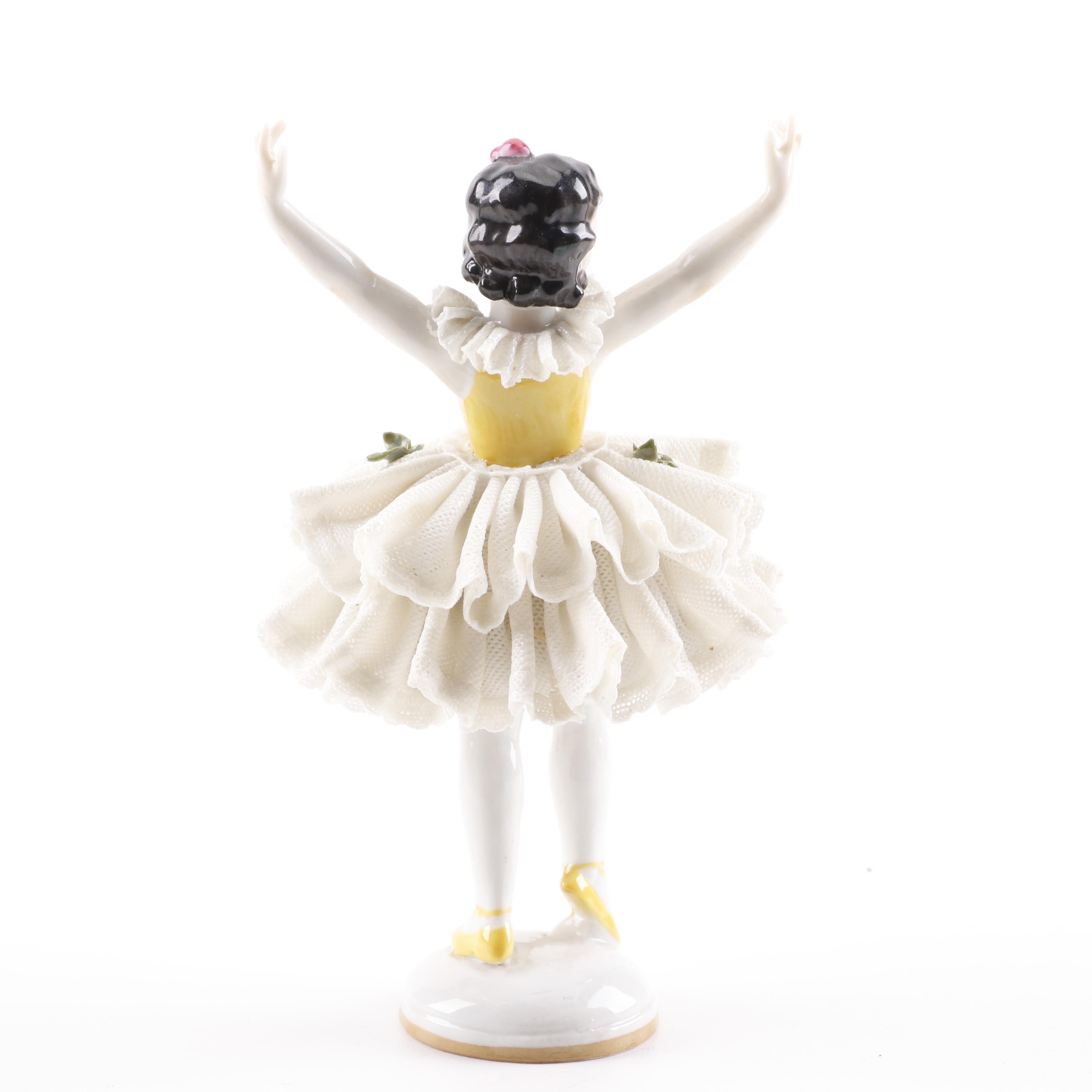 Dresden Lace Porcelain Ballerina Figurines Including Volkstedt