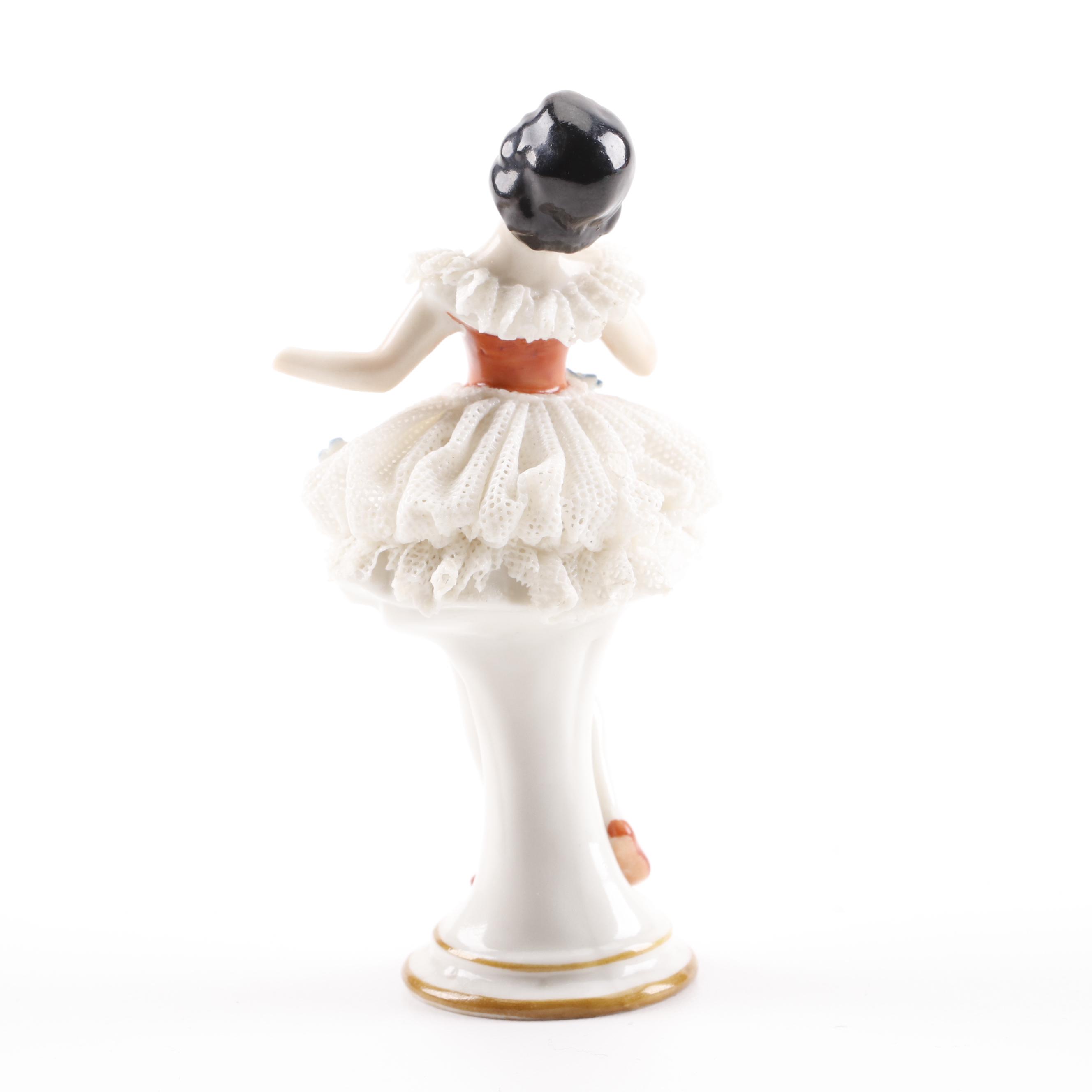 Dresden Lace Porcelain Ballerina Figurines Including Volkstedt