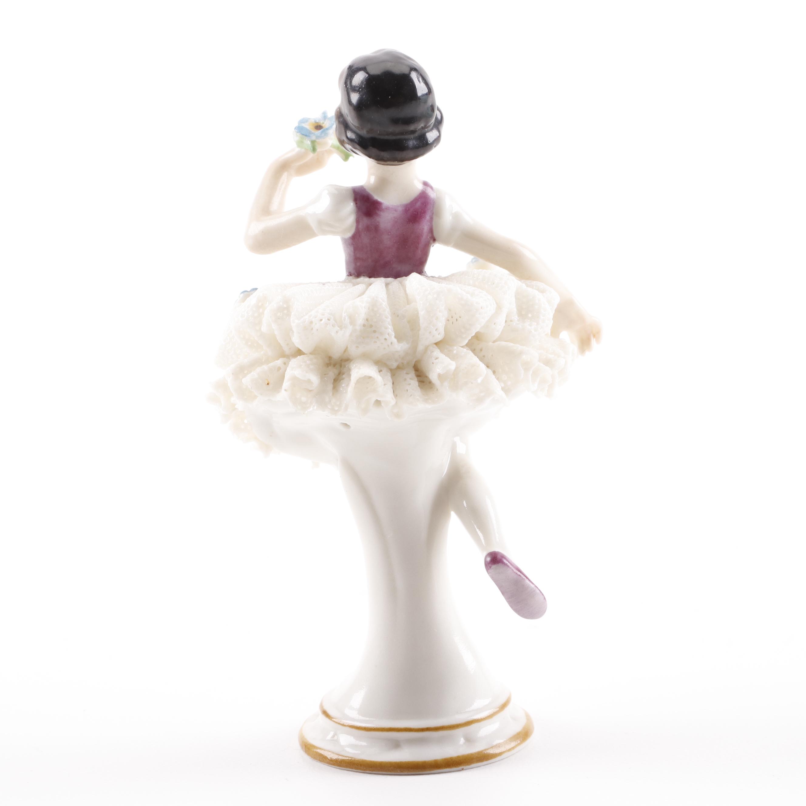 Dresden Lace Porcelain Ballerina Figurines Including Volkstedt