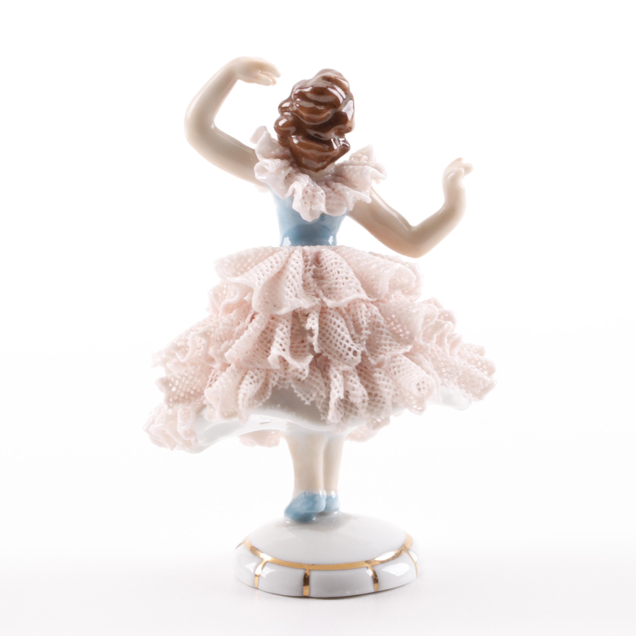 Dresden Lace Porcelain Ballerina Figurines Including Volkstedt