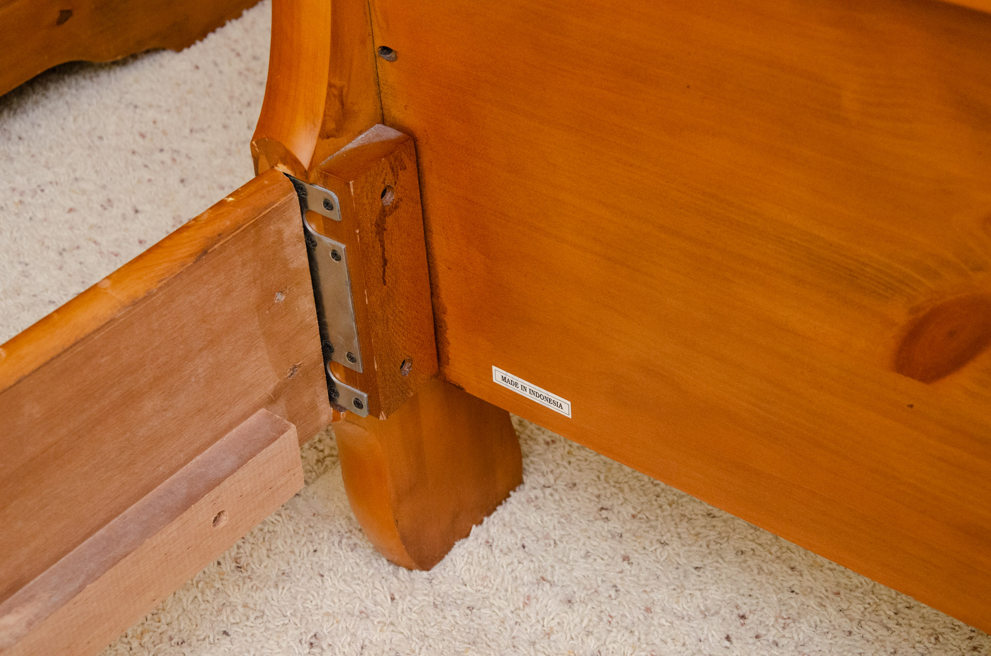 Wrought Iron and Cedar Queen Size Sleigh Bed