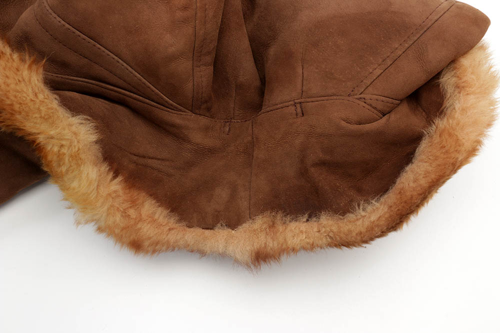 Vintage Brown Suede Coat with Shearling Lining and Trim, Made in France