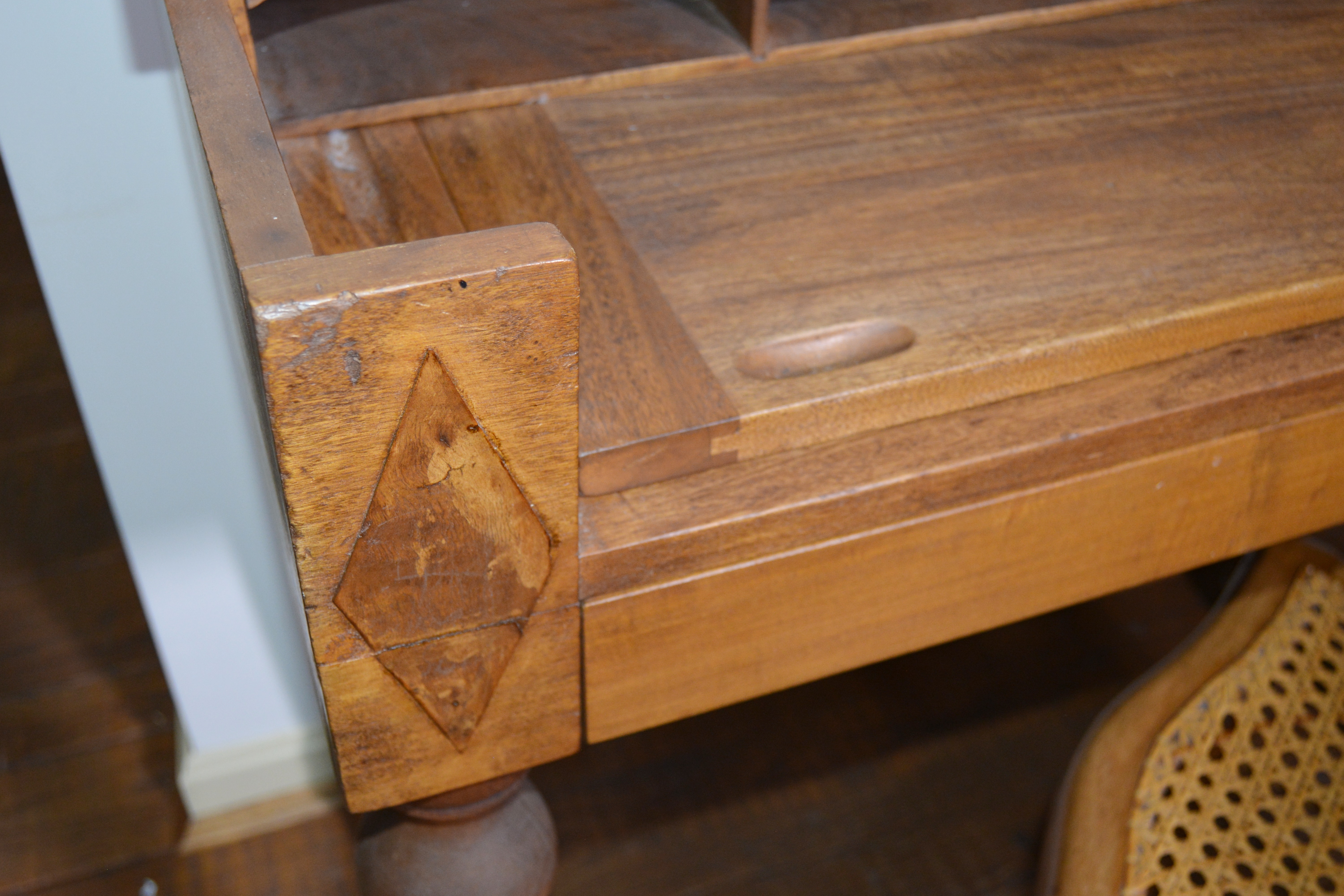 American Empire Flip Top Writing Desk and Cane Chair, Early 20th Century