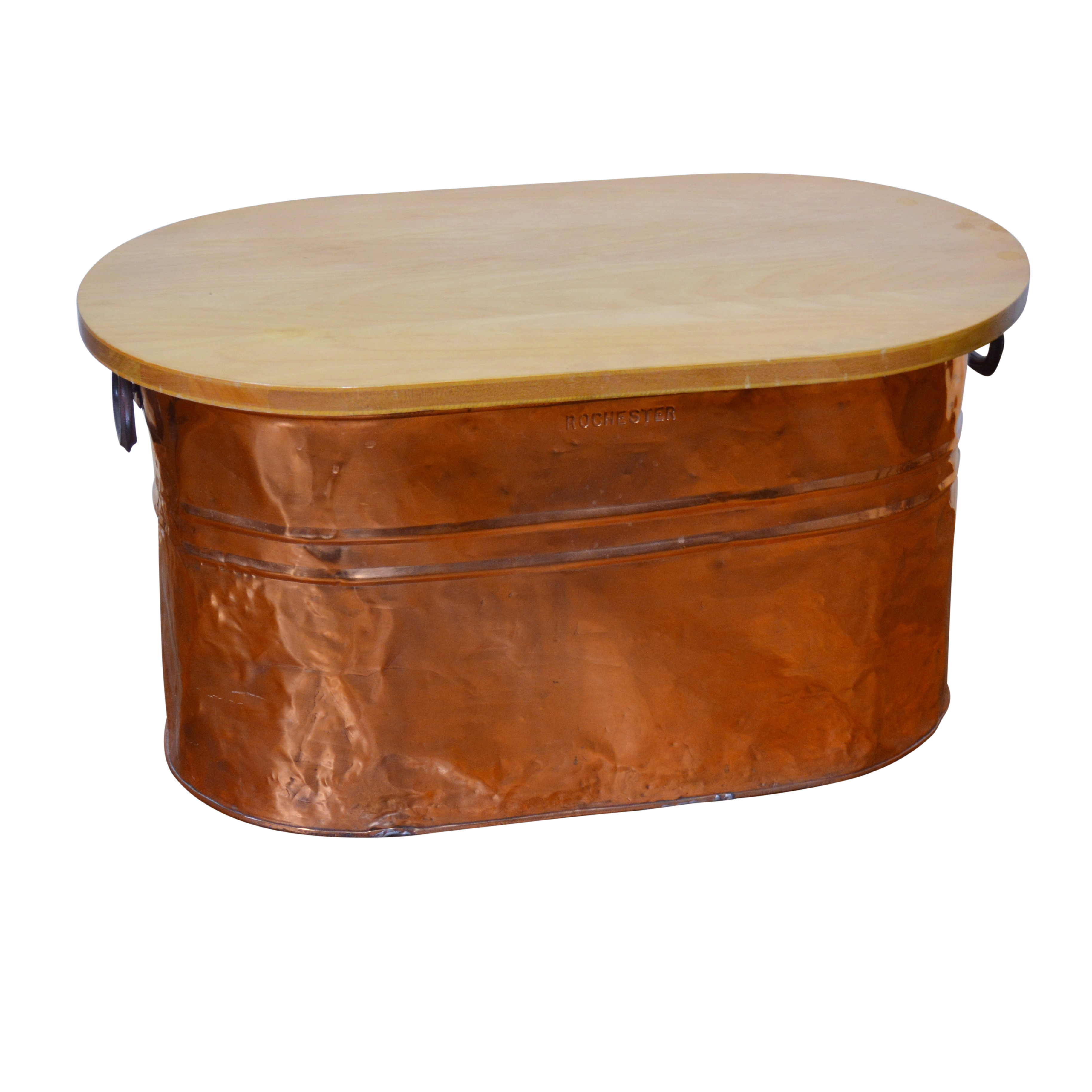 Rochester Copper Wash Tub with Modern Custom Wood Top