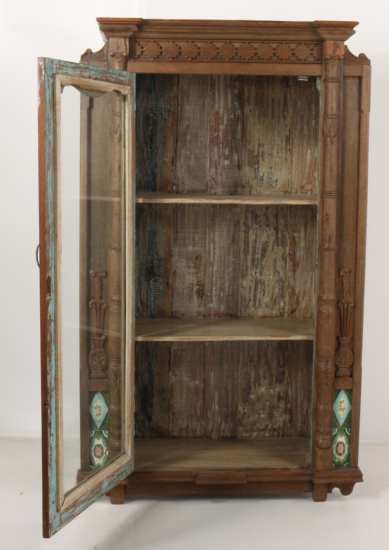 Aesthetic Movement Oak Bookcase with Inset Tiles, Late 19th Century