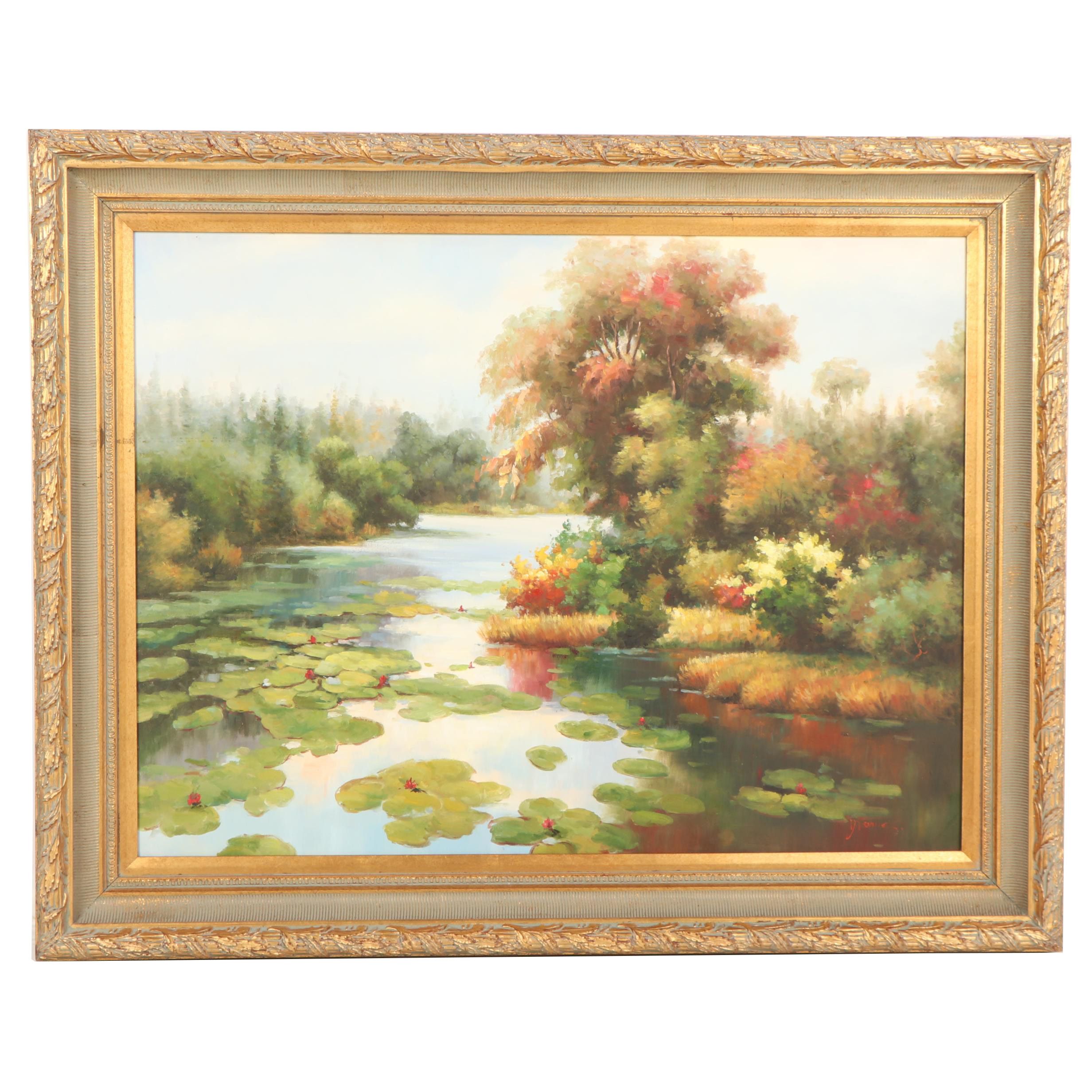 Yvonne Oil Painting of Lily Pond