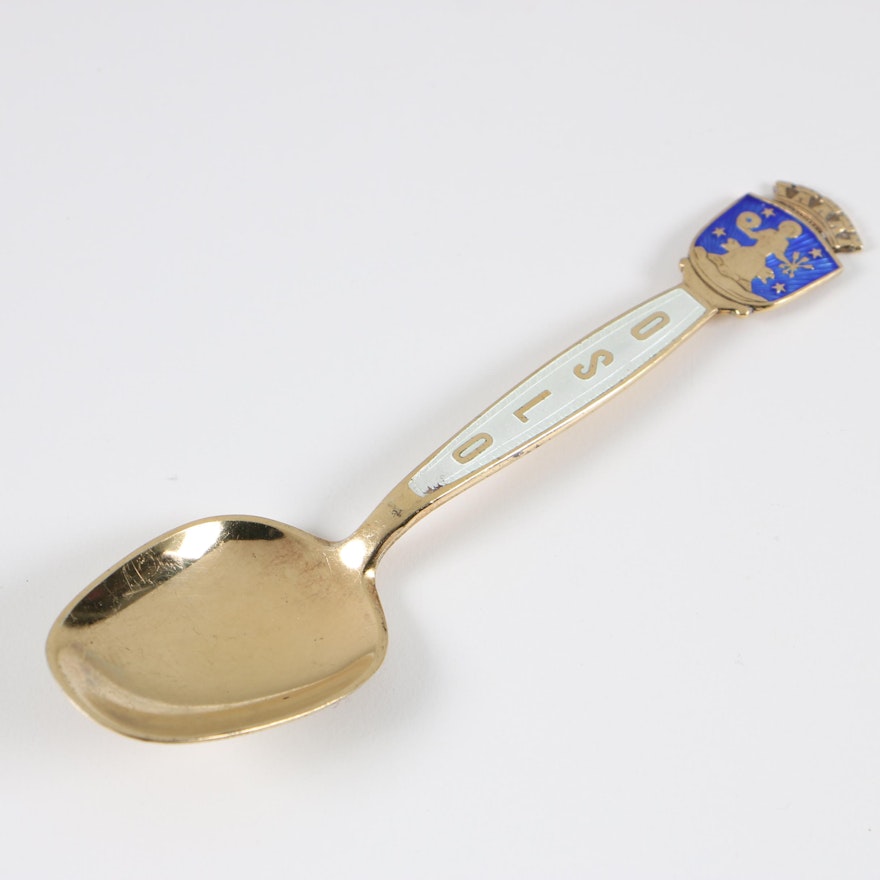 David-Andersen Norwegian Enameled Sterling Silver Oslo Souvenir Spoon