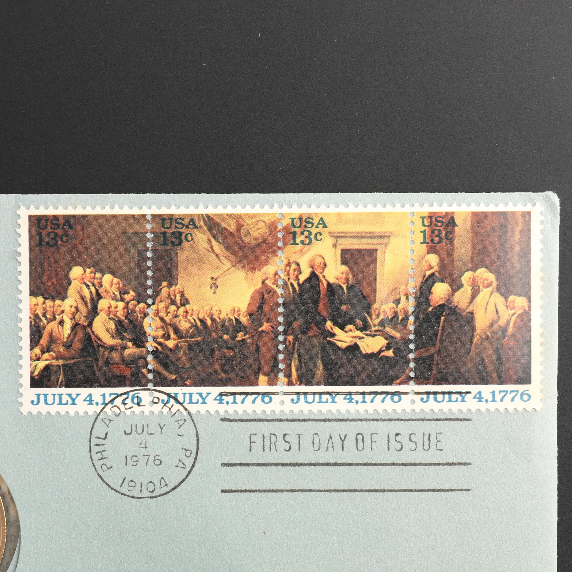 1976 Bicentennial First Day Cover With A Commemorative Medal