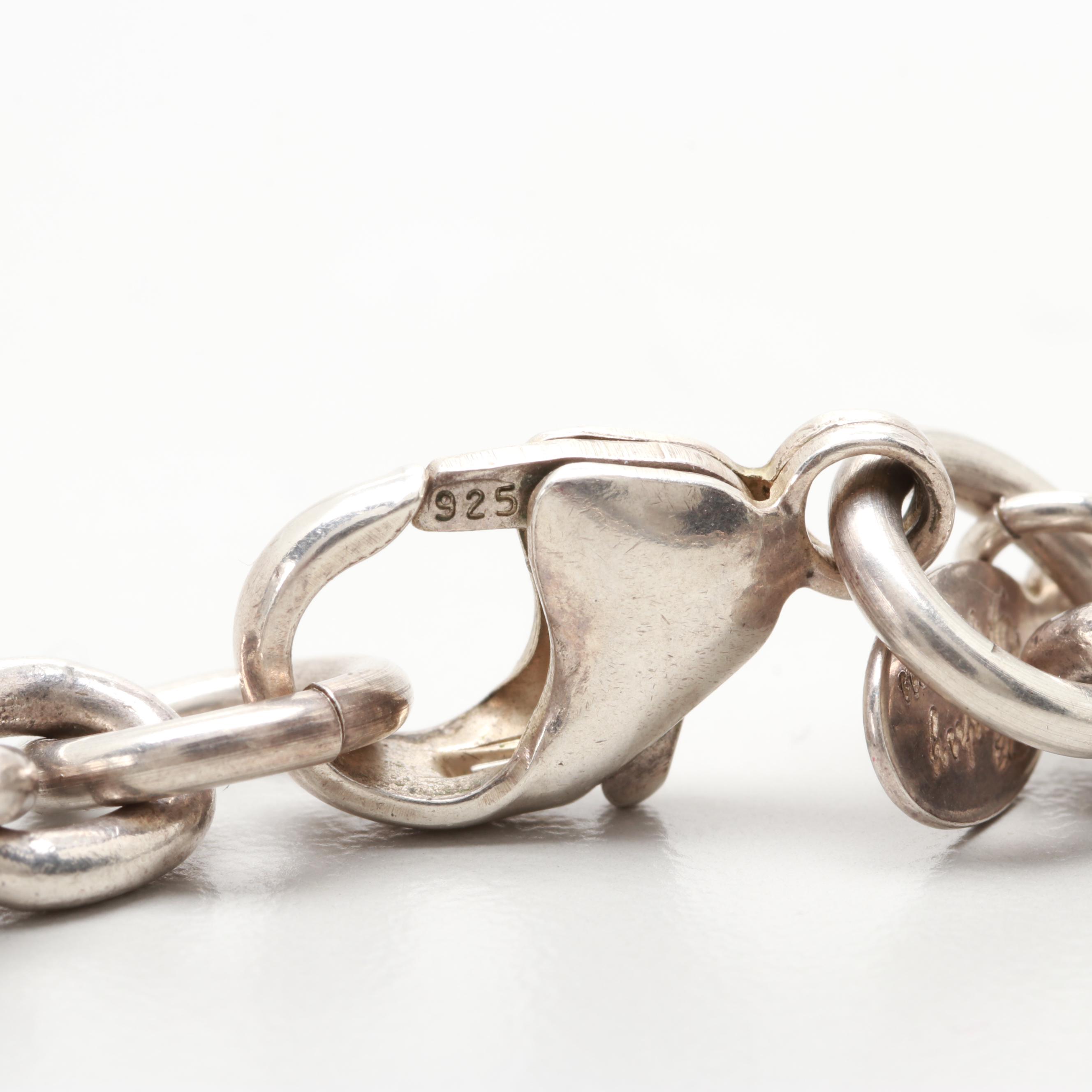 Sterling Silver Textured Fancy Link Chain with Coat of Arms Pendant