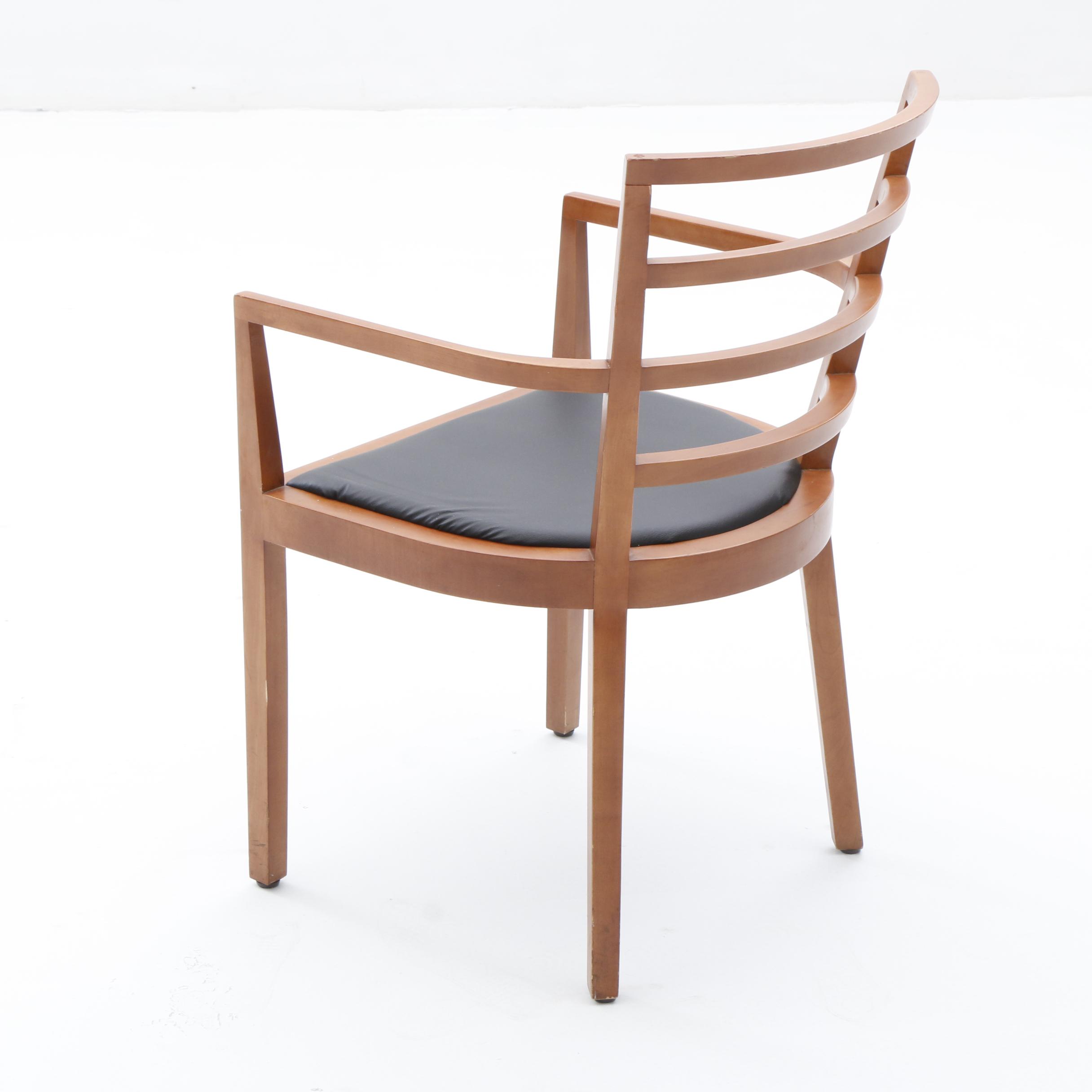 Vinyl Upholstered Arm Chairs in Beech