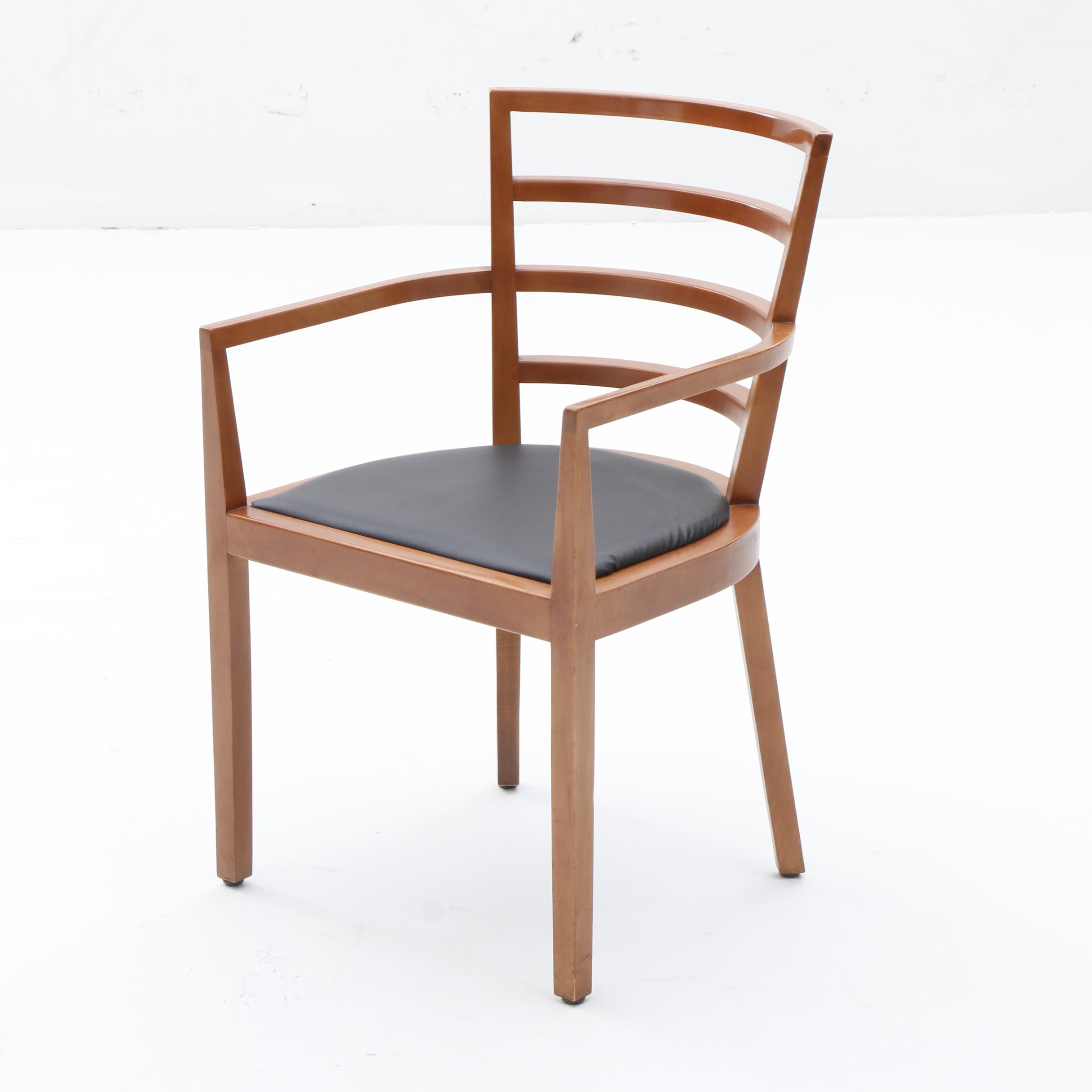 Vinyl Upholstered Arm Chairs in Beech