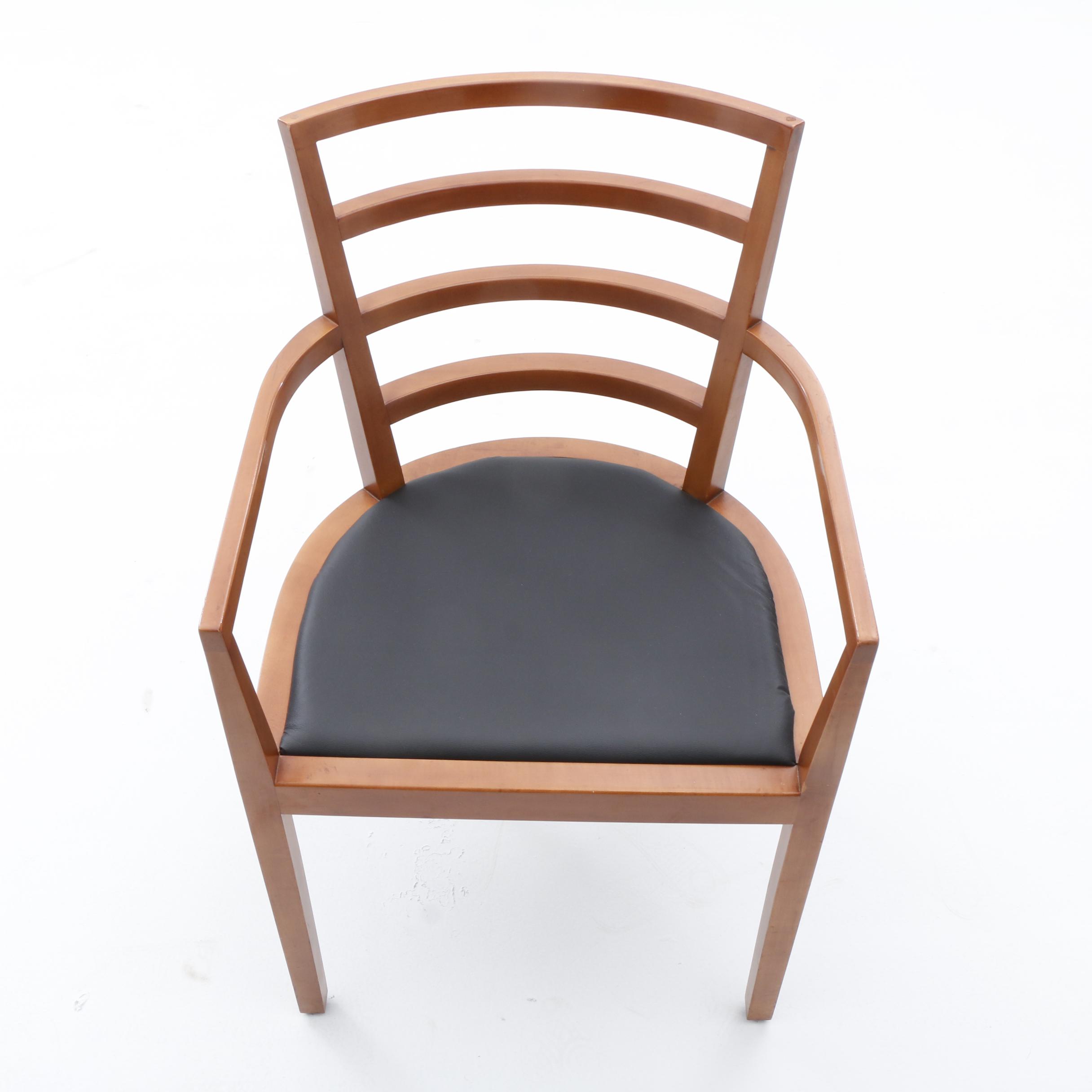 Vinyl Upholstered Arm Chairs in Beech