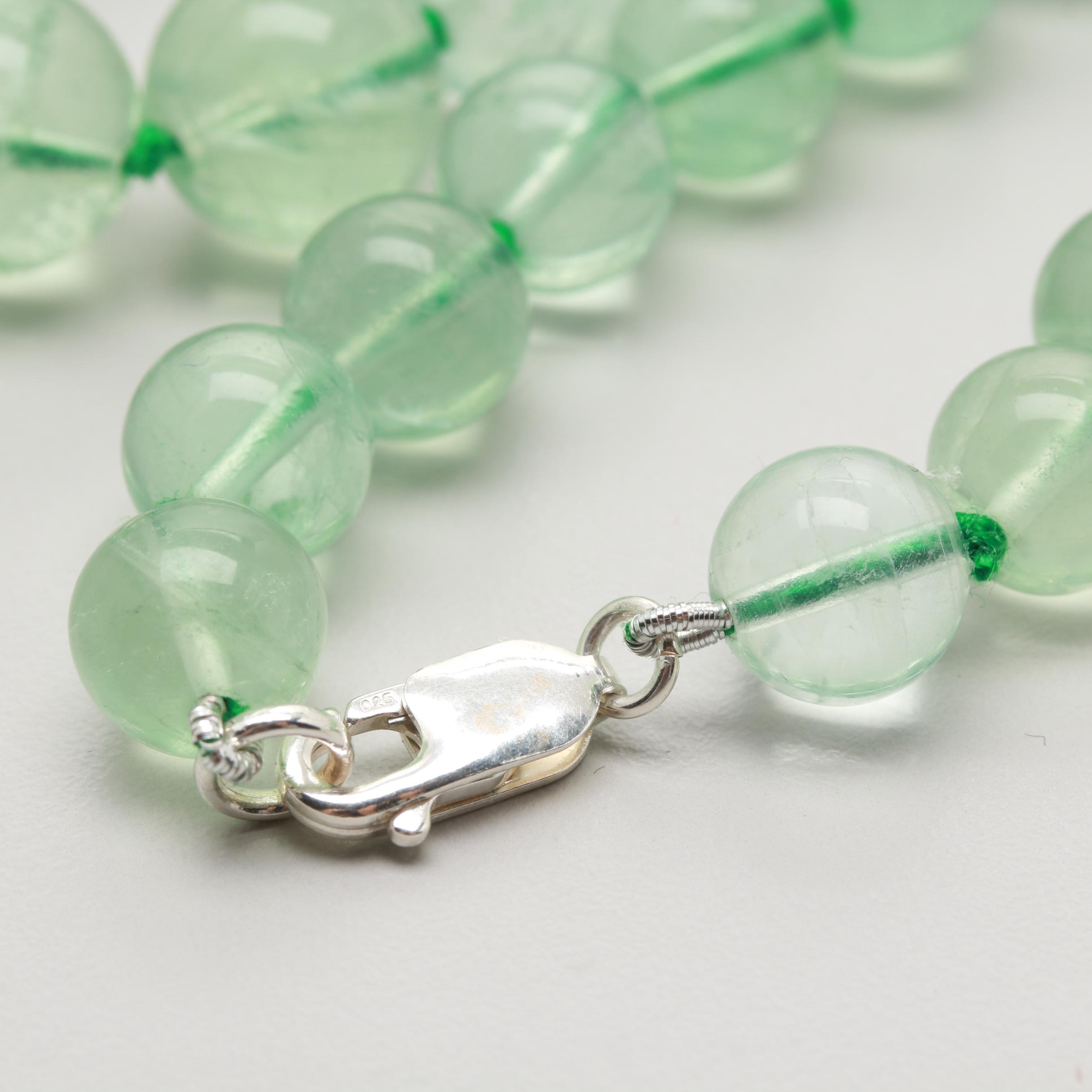 Sterling Silver Quartz Necklace with Expandable Bracelet