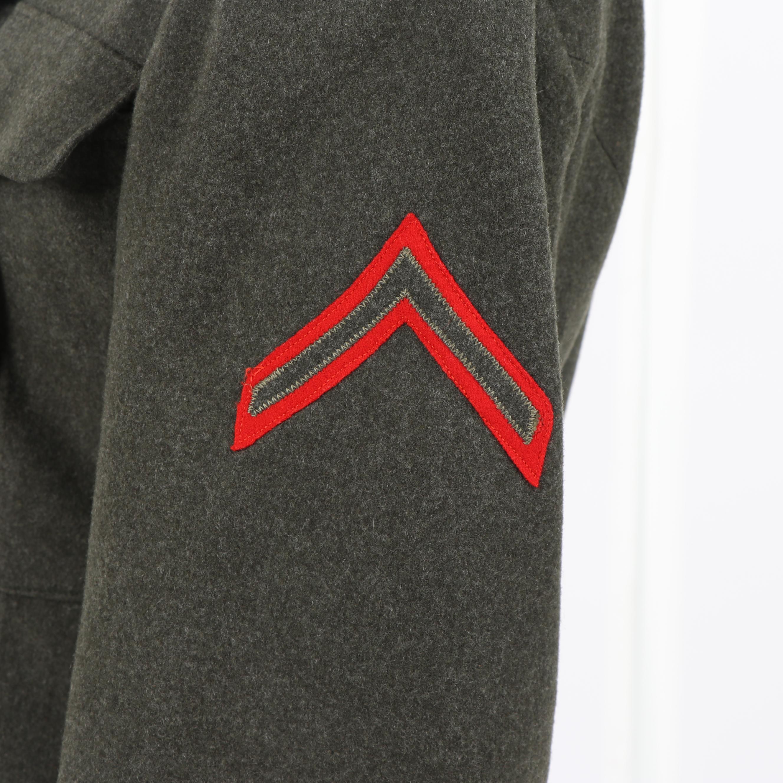 United States Marine PFC Rank Overcoat with Garrison Cap and Belt Buckle